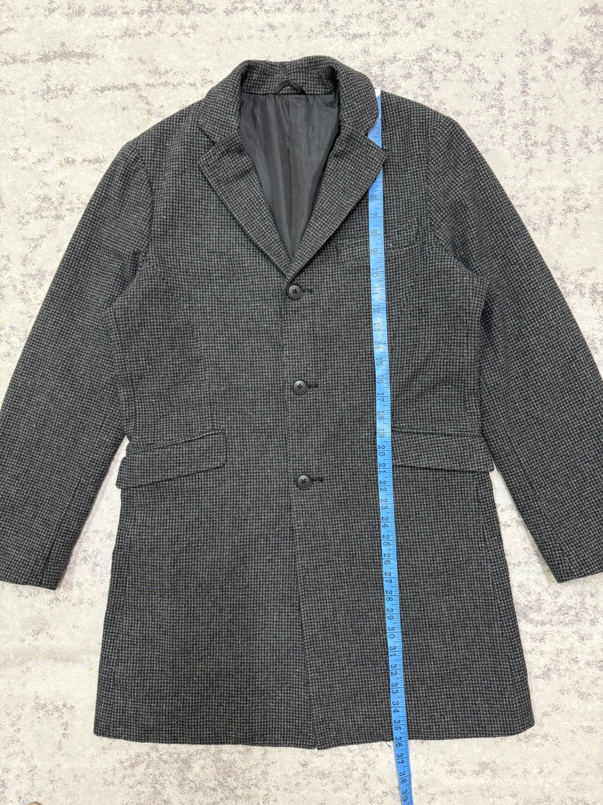Tete Homme TETE HOMME GREY HOUNDSTOOTH WOOL OVERCOAT JACKET Size US M / EU 48-50 / 2 - 18 Thumbnail