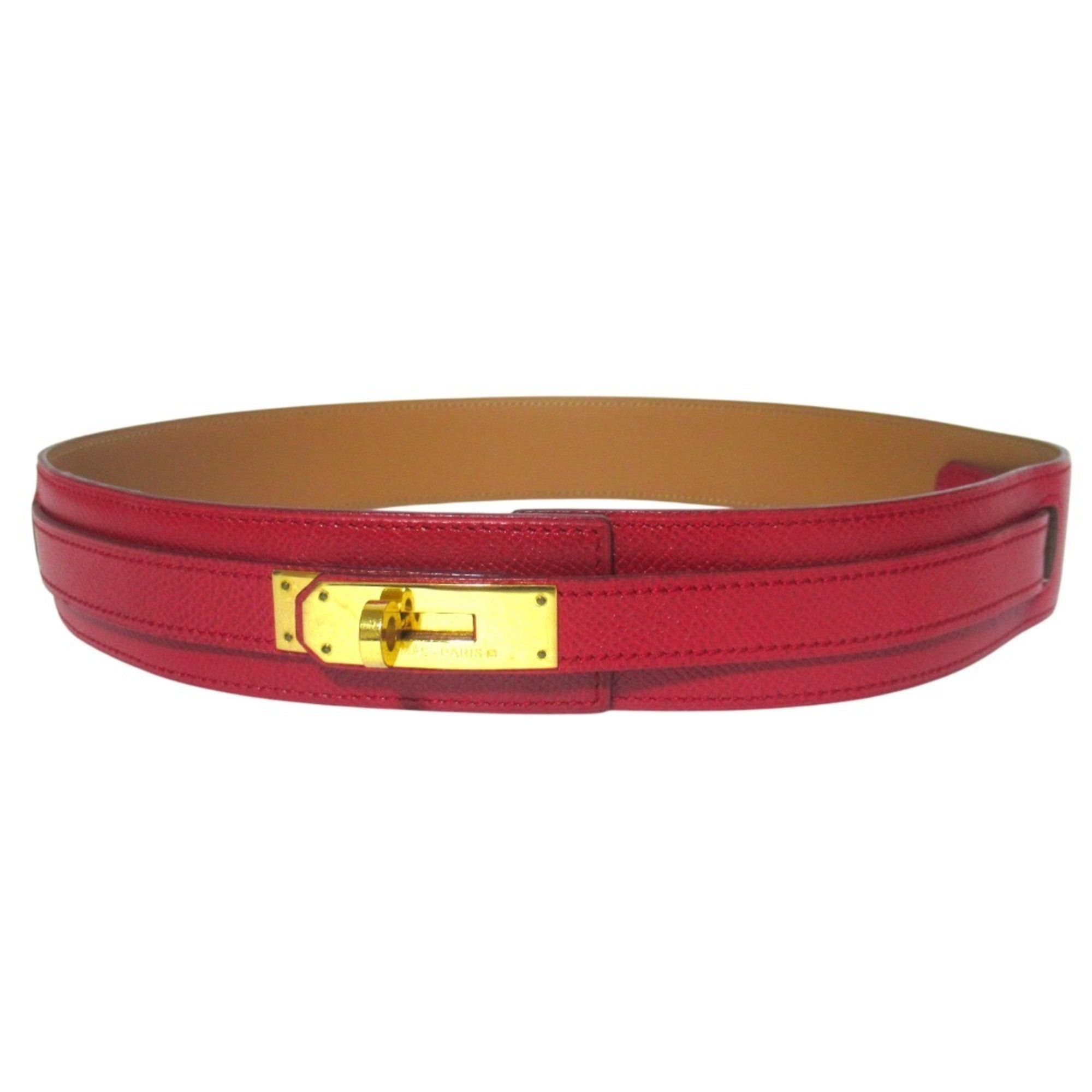 Hermes HERMES Kelly Leather Belt, Size 70, Red with Gold-colored Hardware, V Stamp, Women's. Size ONE SIZE - 1 Thumbnail