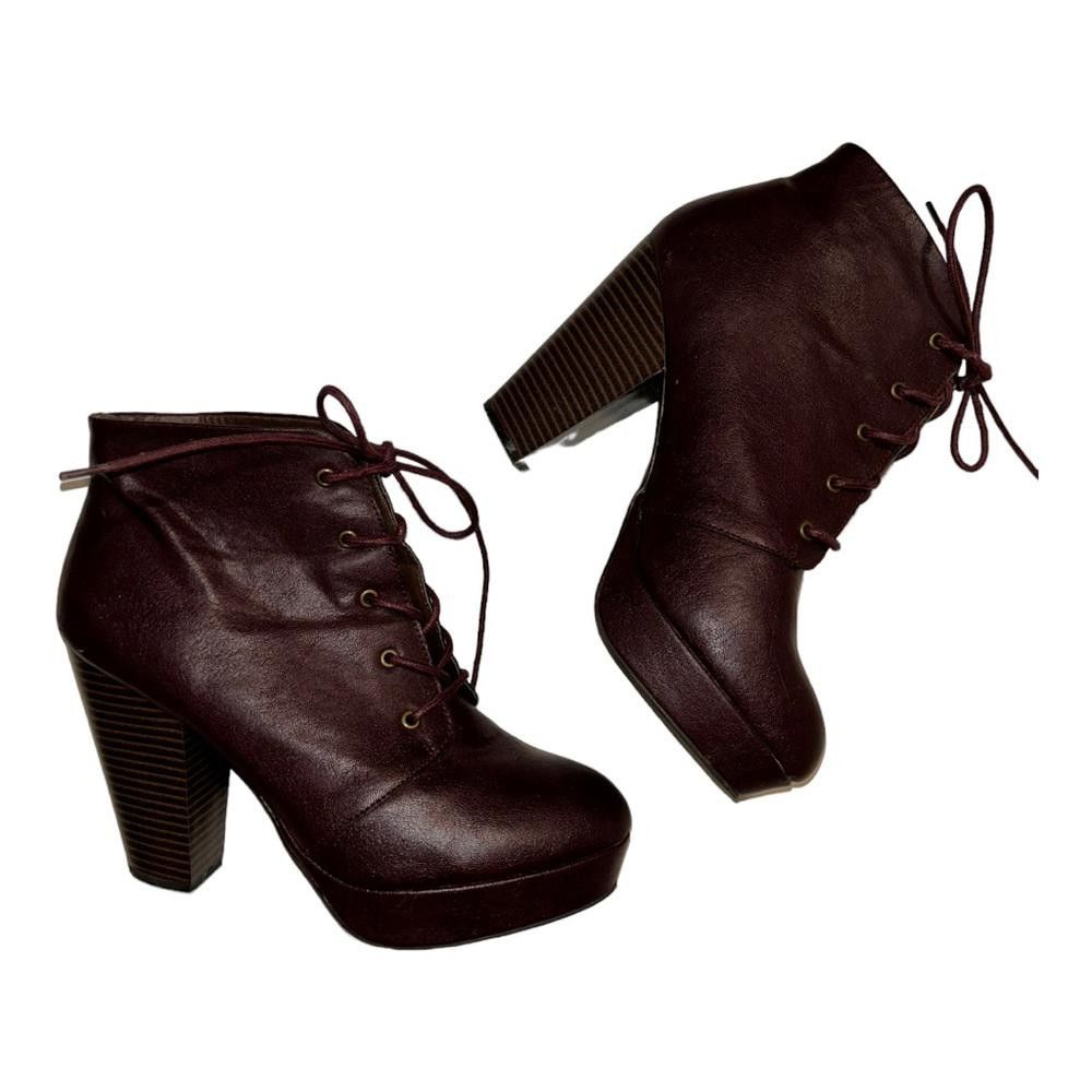 Designer Brown Faux Leather Platform Bootie Size 8.5 Size US 8.5 / IT 38.5 - 5 Thumbnail