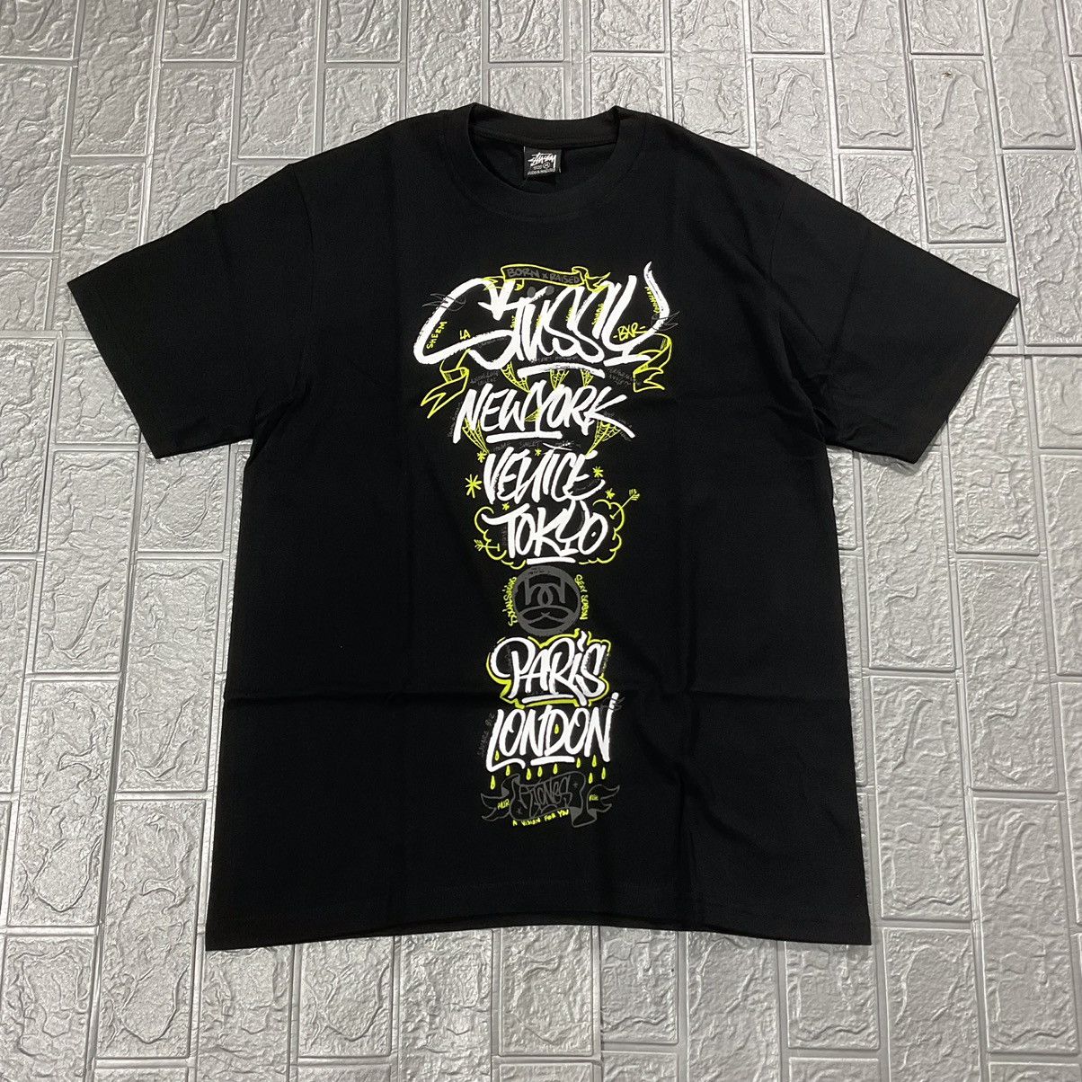 Vintage Stussy Born x Raised Tee Black | Grailed