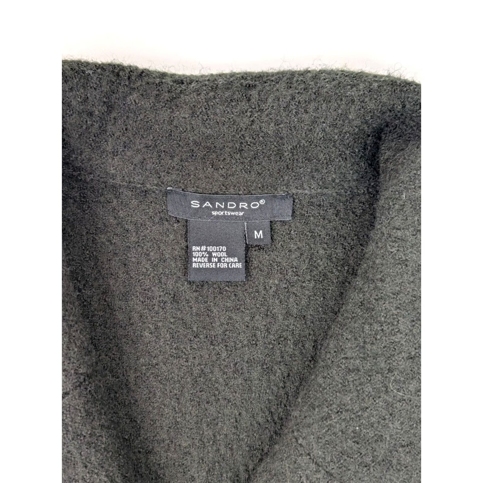 Sandro Sandro Coat Womens S Green Wool Flare Sleeve Belted Double Breast Button Cardigan Women Size S / US 4 / IT 40 - 3 Thumbnail