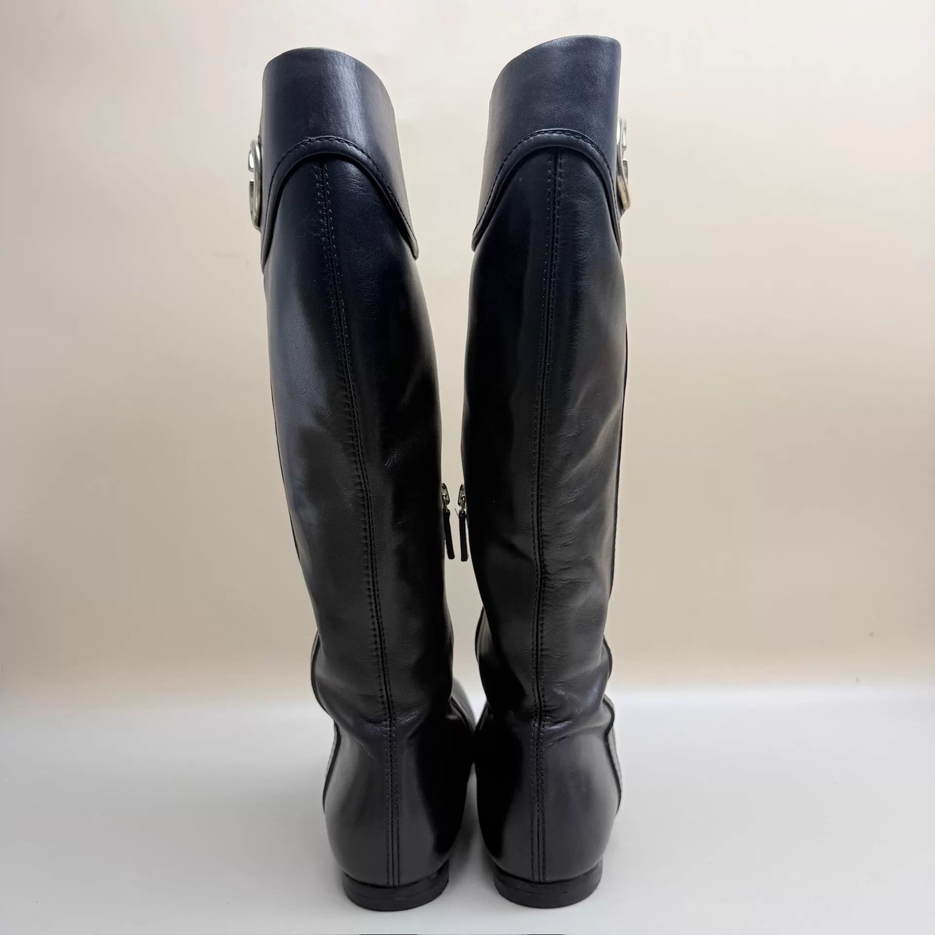 Gucci GUCCI Mid-Calf Boots Black Silver Double G Buckle 36 99 New Size US 5.5 / IT 35.5 - 3 Thumbnail