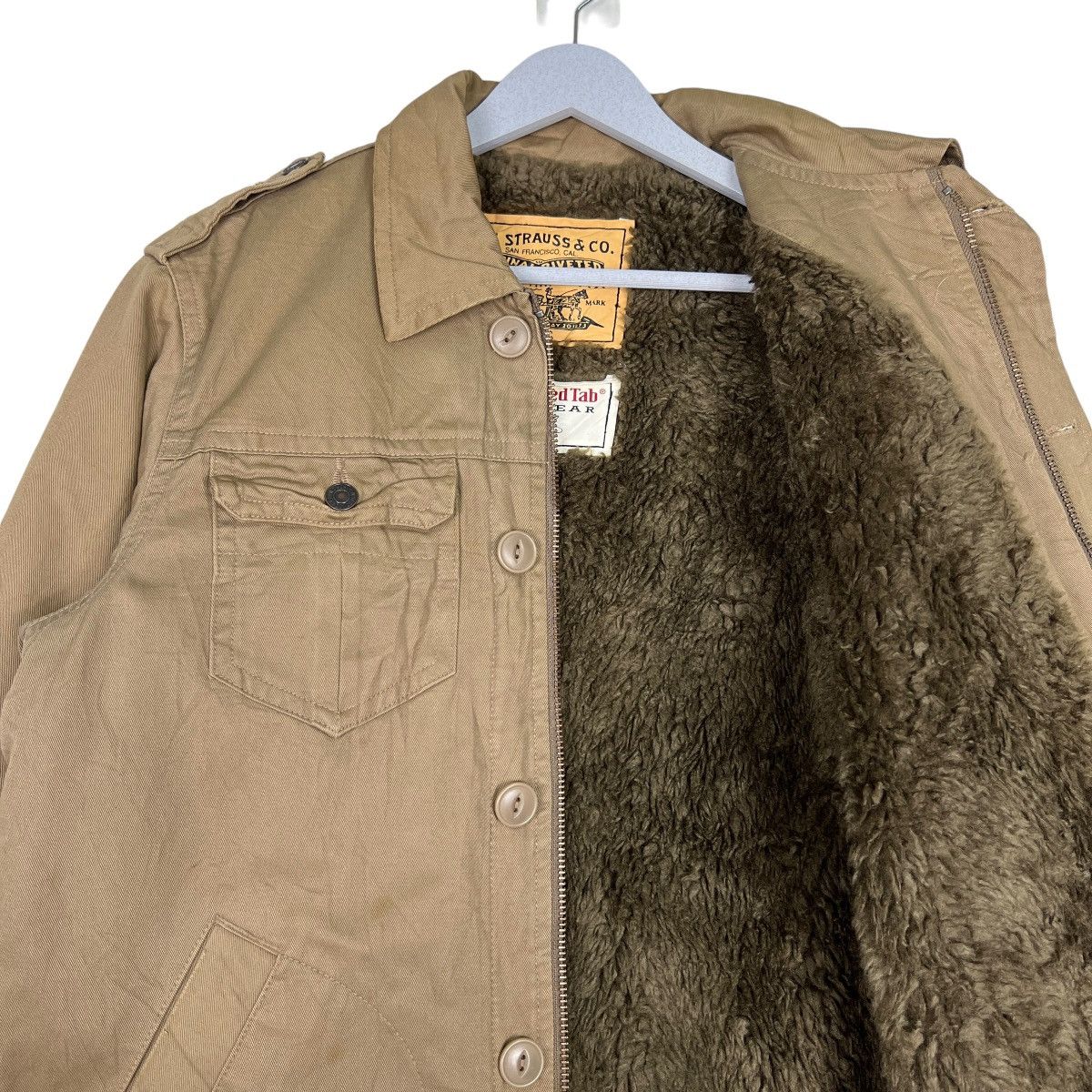 Levi's 🔥 VINTAGE LEVIS RED TAB FAUX FUR LINING ZIPPER JACKET Size US L / EU 52-54 / 3 - 10 Thumbnail