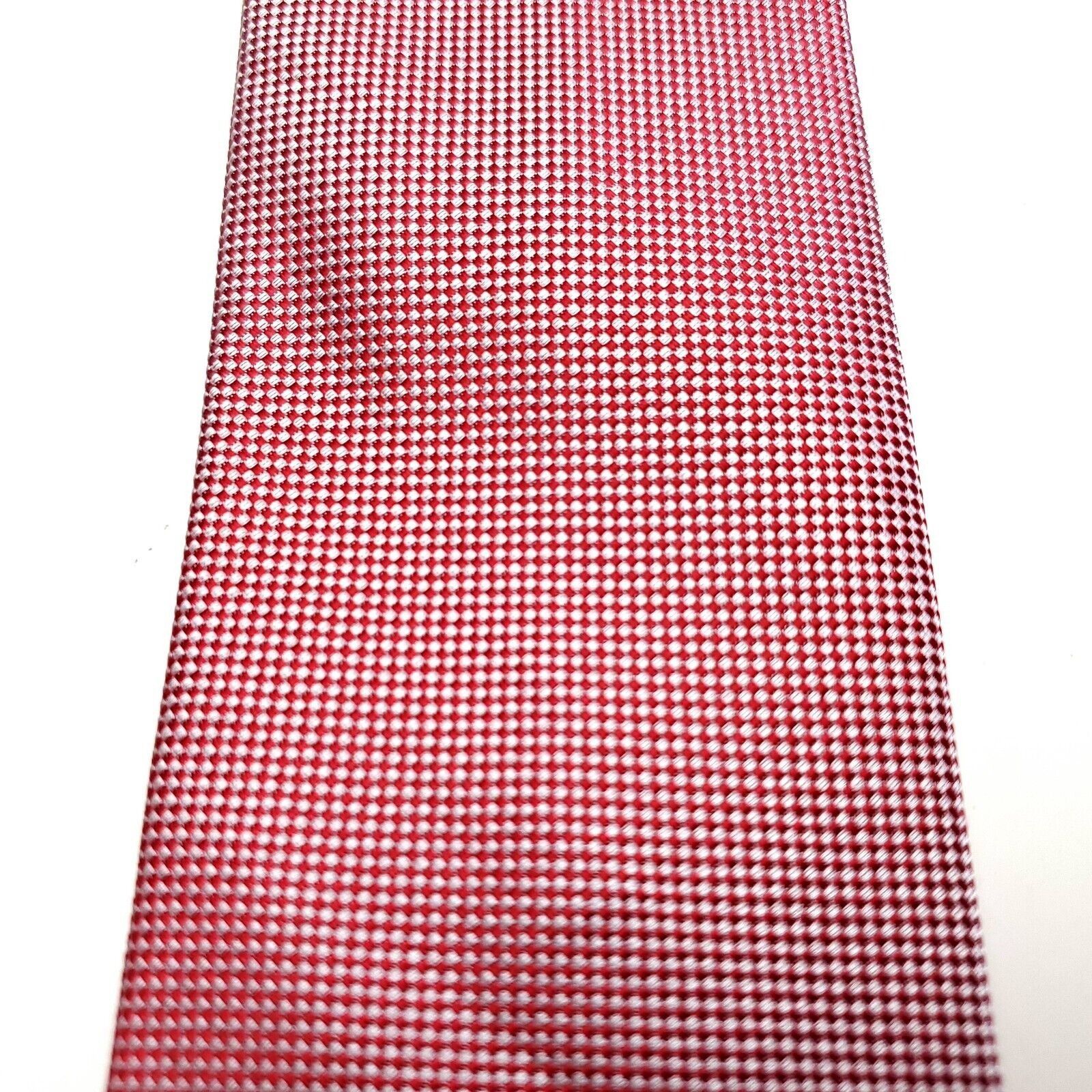 Nordstrom NEW 1901 Nordstrom Red Woven Check Skinny Silk Tie Size ONE SIZE - 2 Thumbnail