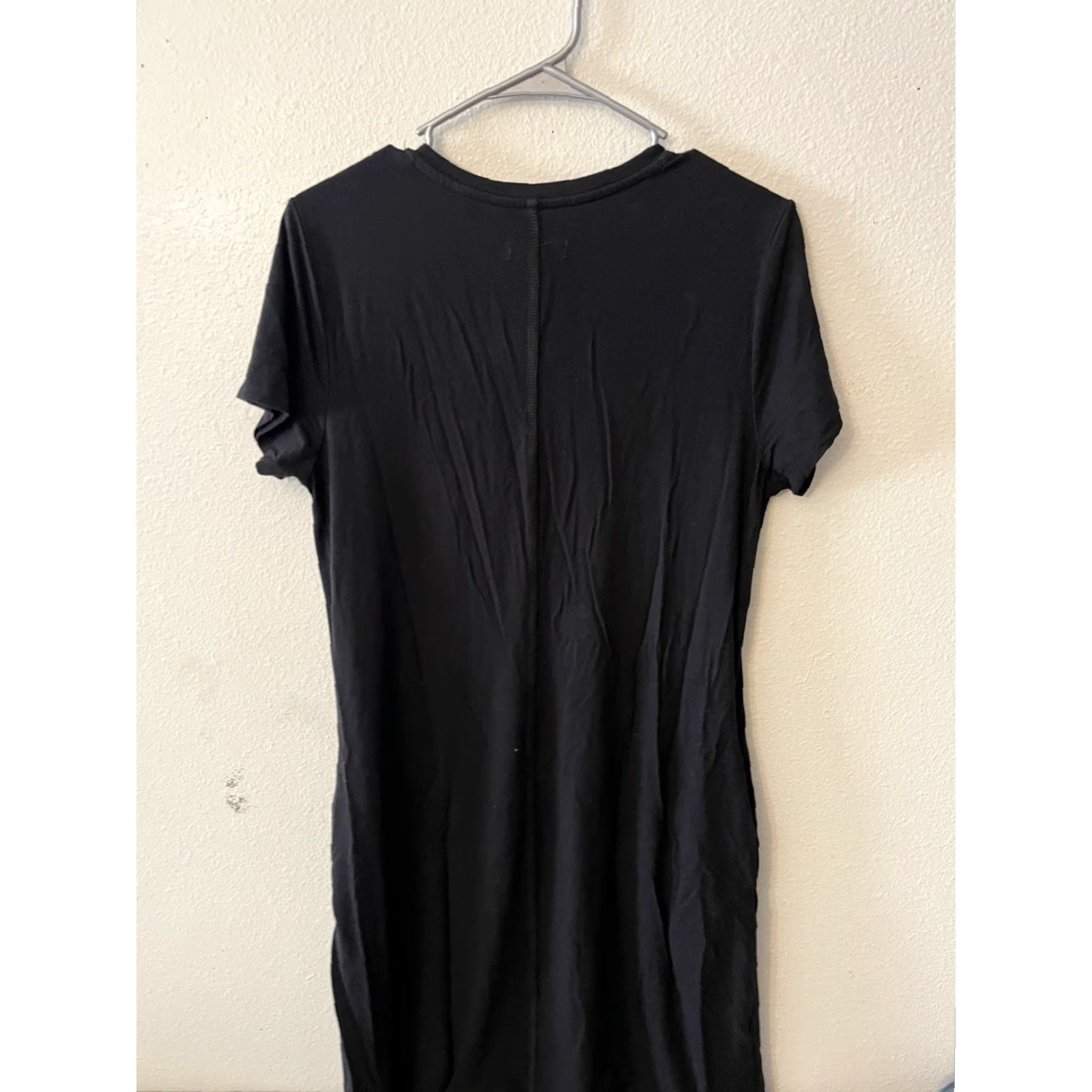 Vintage Premise Black Solid V-Neck T-Shirt Dress Pockets – Size M Women Size M / US 6-8 / IT 42-44 - 3 Thumbnail