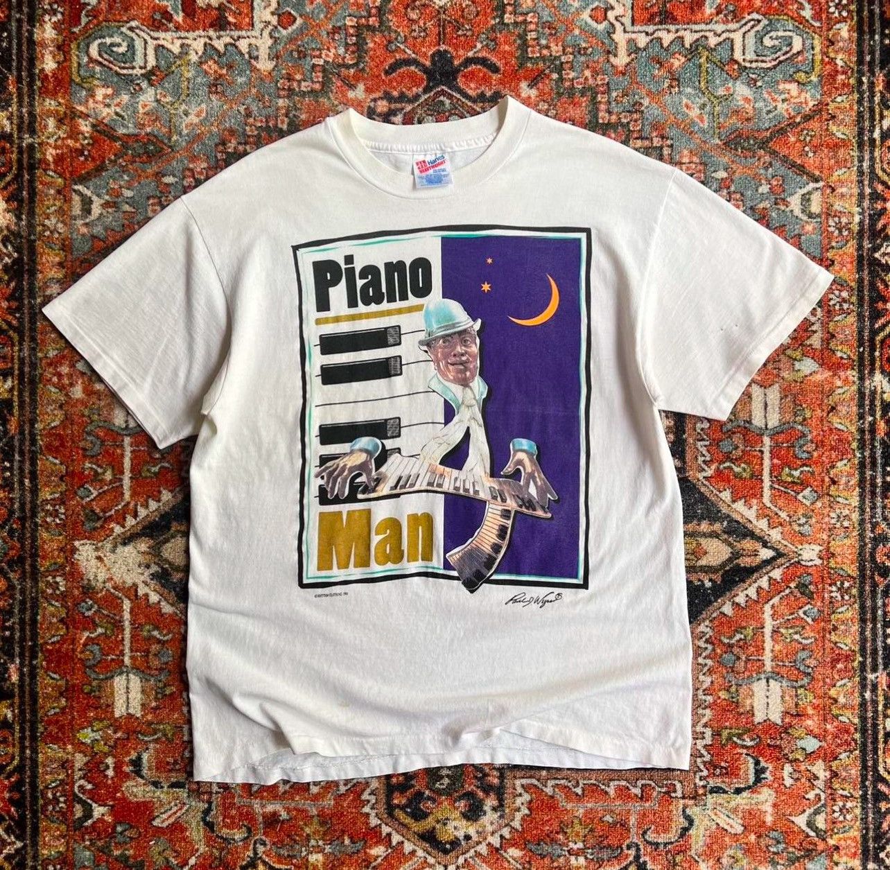 Vintage Vintage 1980s graphic, single stitch, piano man T-shirt Size US XL / EU 56 / 4 - 1 Thumbnail