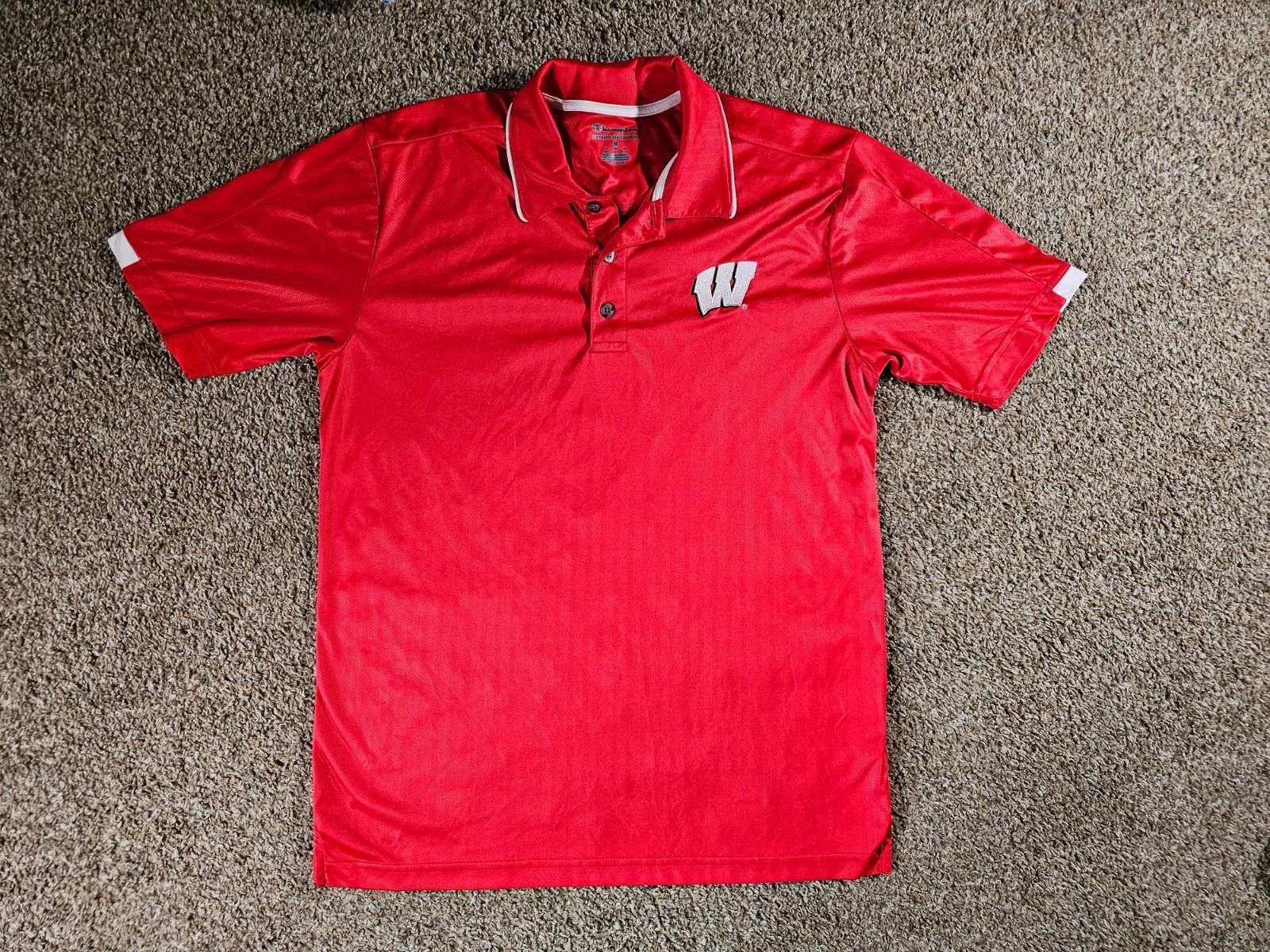 Champion Wisconsin Badgers Mens Medium Polo Shirt Champion Authentic Size ONE SIZE - 1 Thumbnail