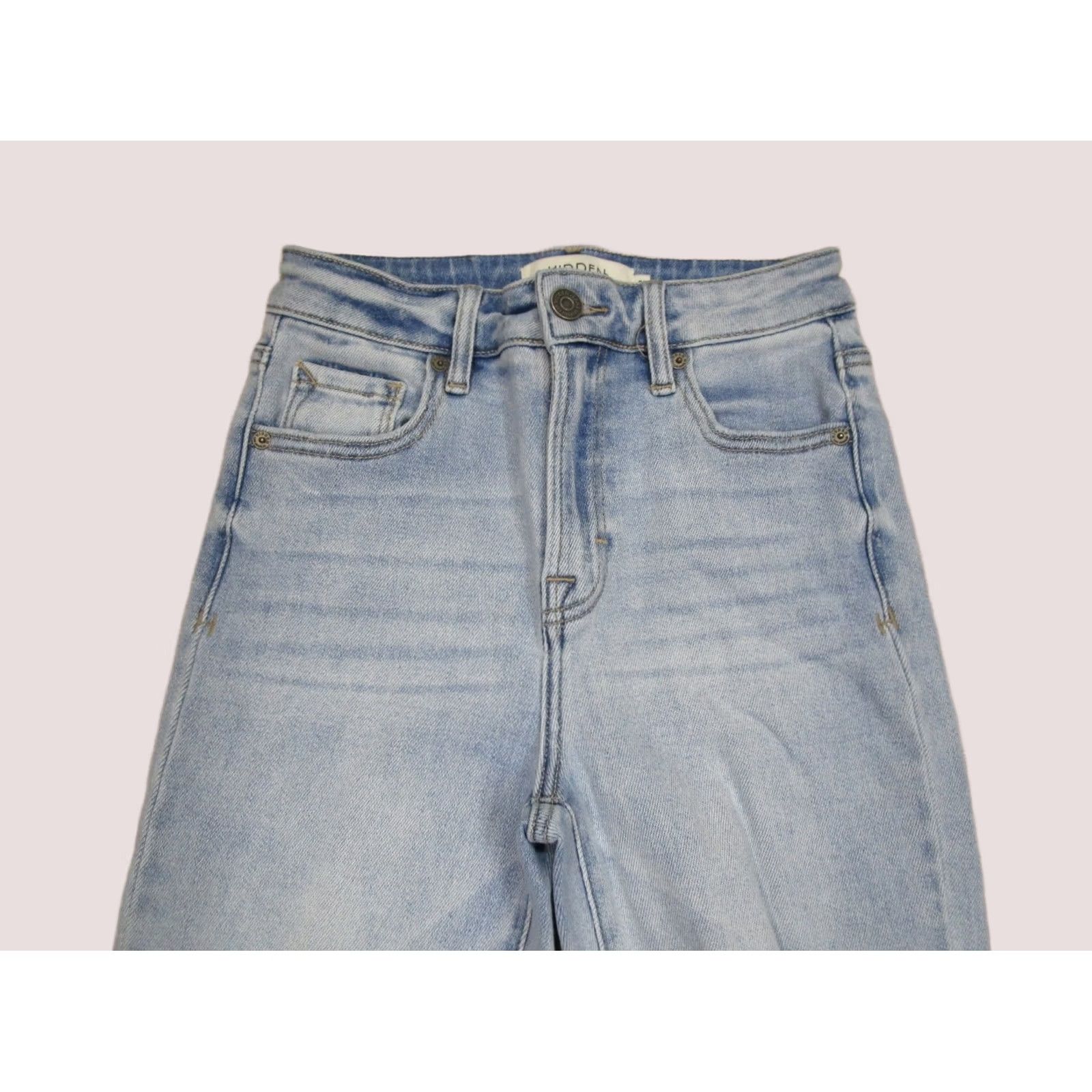 Vintage Hidden Jeans Women Blue High Rise Straight Cropped Distressed 23 Fray Hem Pockets Logo 5-Pocket Denim Lightweight Vintage: No" Size 40" / US 18 - 1 Thumbnail