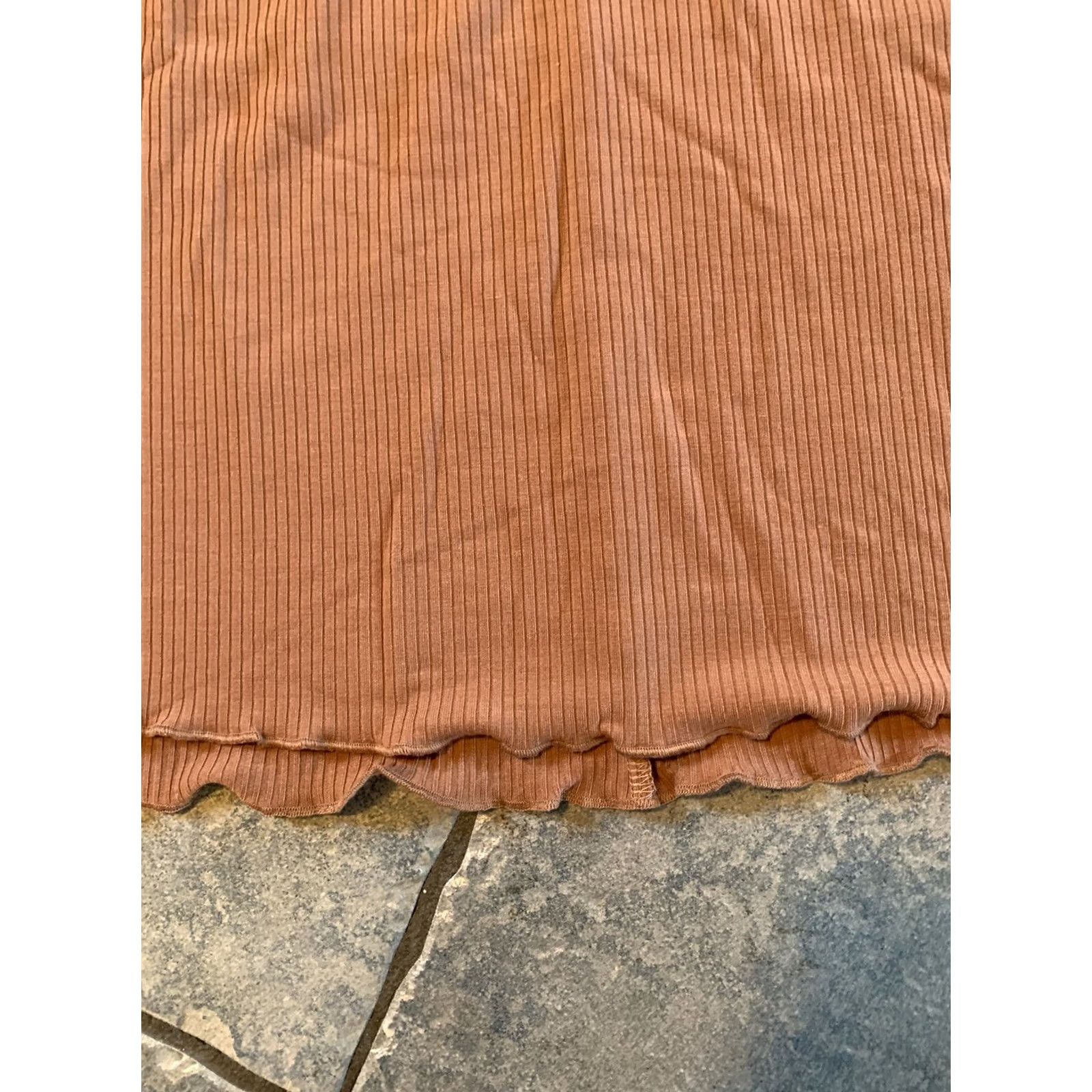Vintage BP Tie Front Lettuce Edge Mini Dress - Tan Mocha L Size - Casual Office Siren Size L / US 10 / IT 46 - 7 Thumbnail