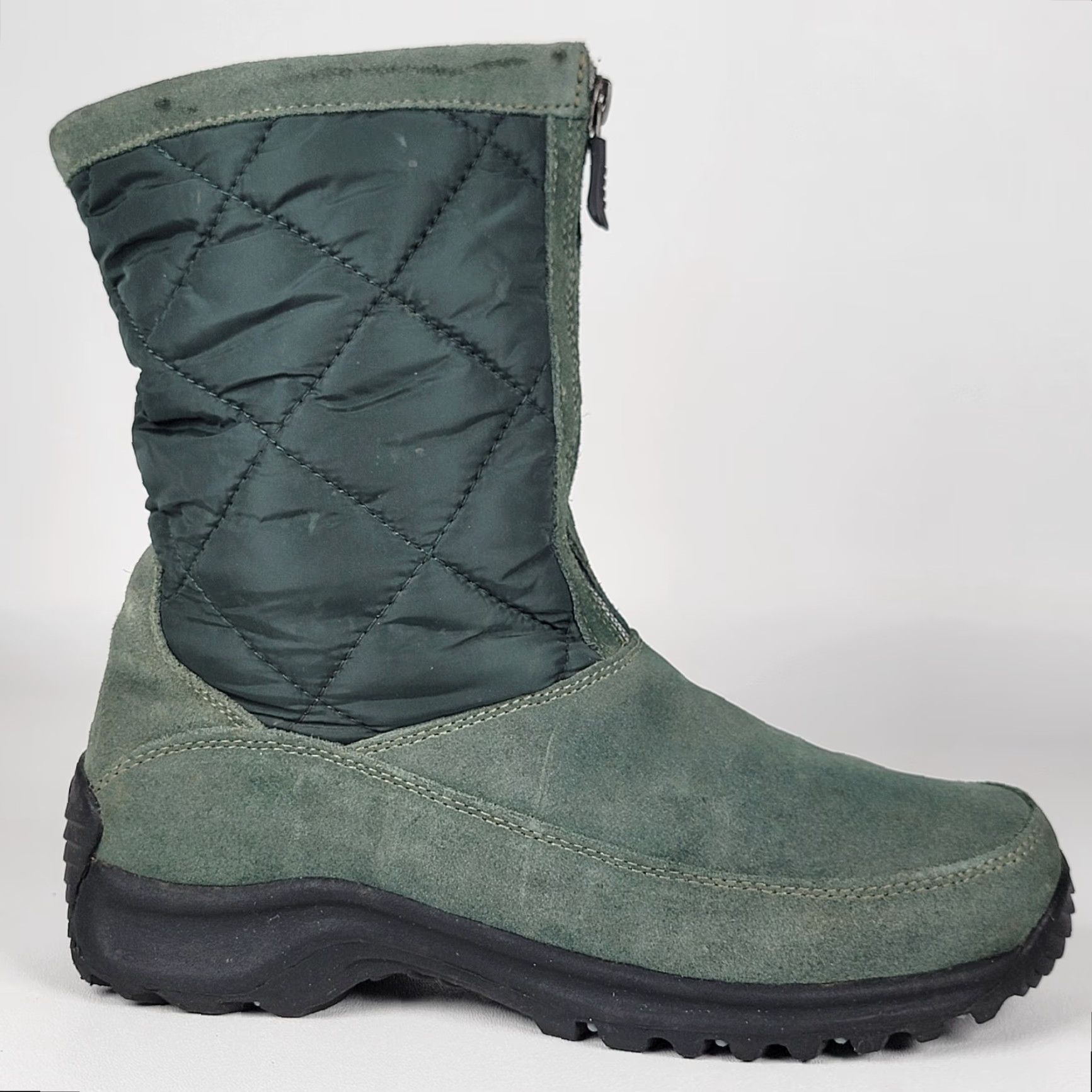 Vintage VINTAGE Lands Ends Women's 8B Snow Boots 176848 Green Suede Quilted Insulated - Casual Winter Boot Women size 8B Size US 8 / IT 38 - 3 Thumbnail