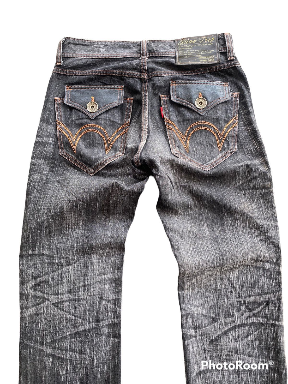 Edwin × Japanese Brand Baggy Jeans Edwin BTF503 Faded Black Grunge Jeans Size US 32 / EU 48 - 8 Thumbnail