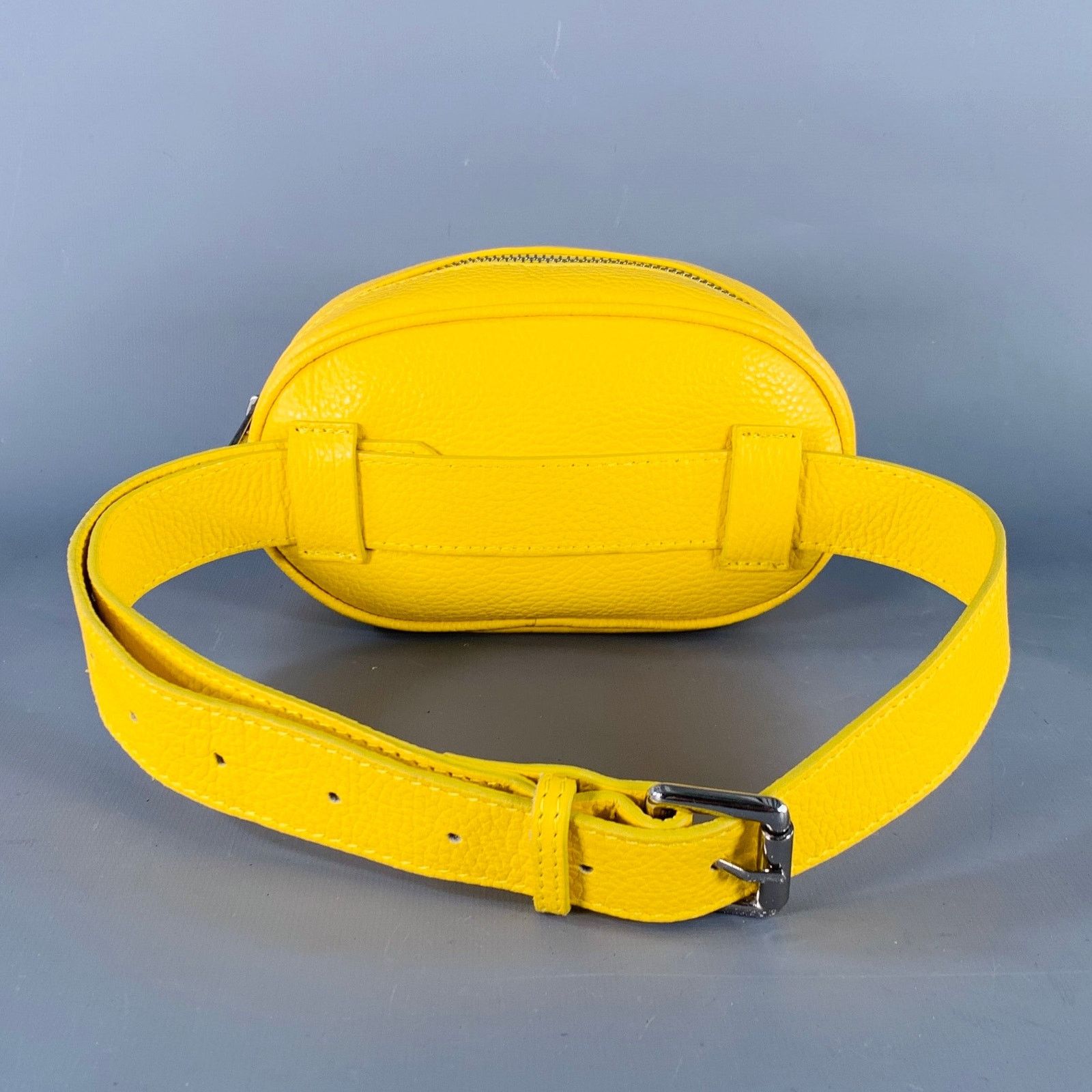 Vintage VINTAGE Yellow Mustard Chevron Pebble Grain Leather Belt Bag Size ONE SIZE - 3 Thumbnail