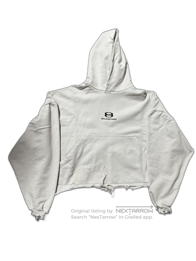 Balenciaga Balenciaga Distressed Hooded Sweatshirt with Fringe-yf. Size US M / EU 48-50 / 2 - 1 Thumbnail