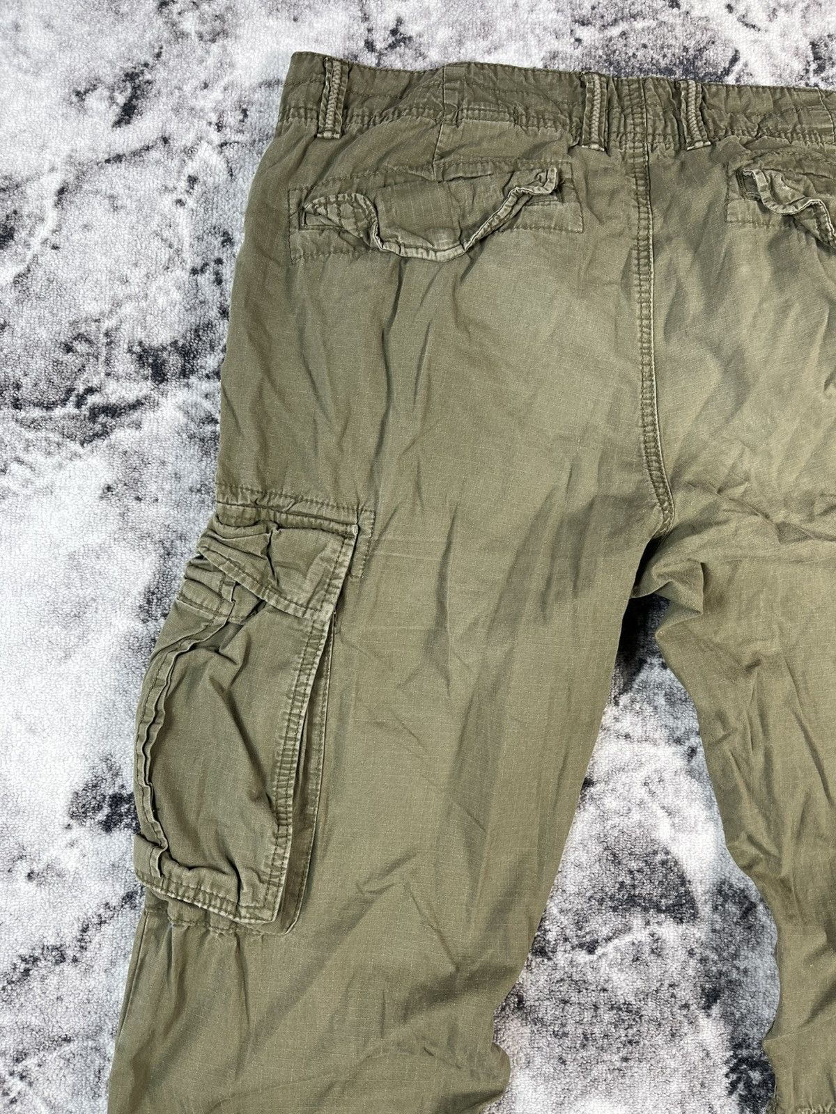 Vintage Olive Cargo Pants Multi Pocket Military Style Wide Size US 34 / EU 50 - 15 Thumbnail