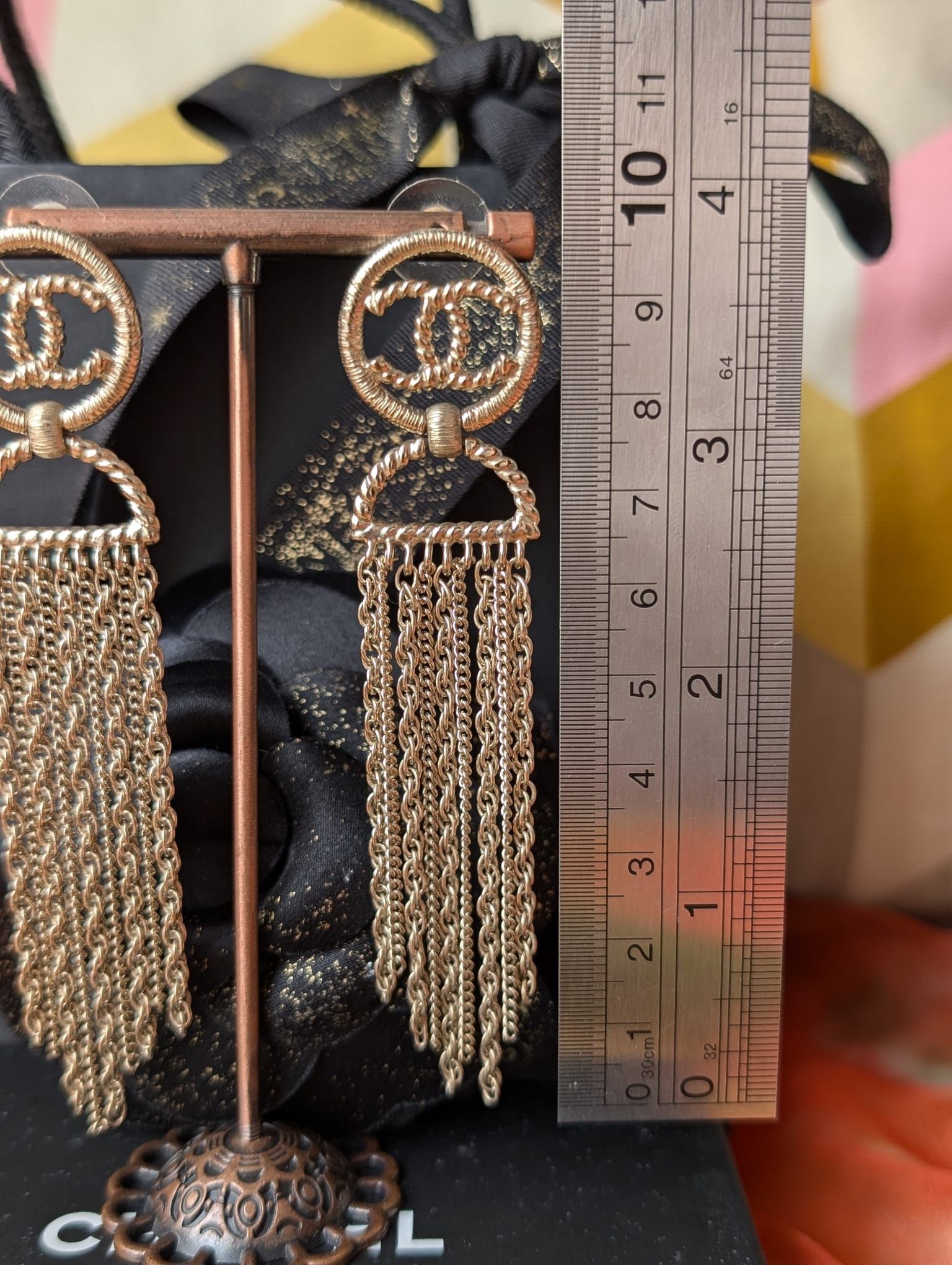 Chanel Chanel CC A16S Chain Long Logo GHW CocoMark Earrings Box Size ONE SIZE - 14 Thumbnail