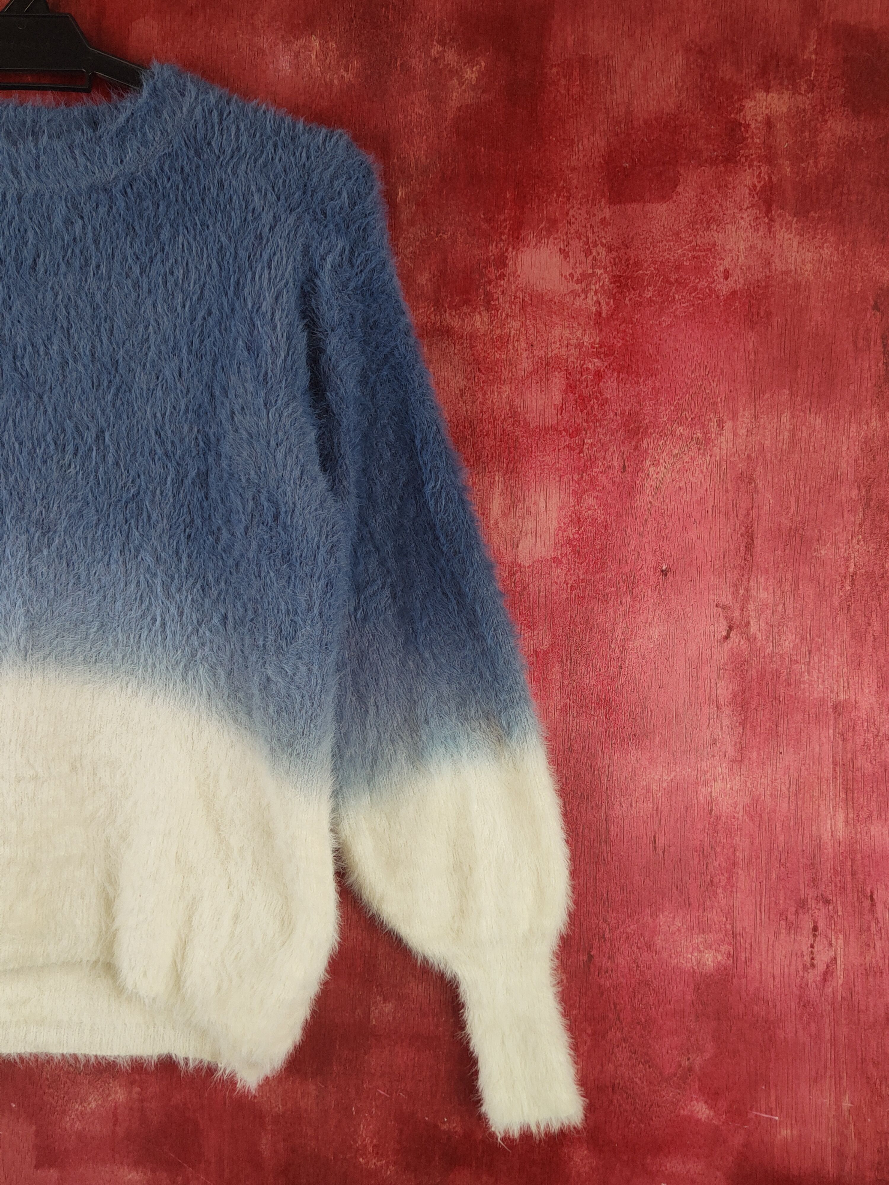 Homespun Knitwear R.p.s Blue White Shag Shaggy Fur Mohair Knitwear #S1933 Size M / US 6-8 / IT 42-44 - 5 Thumbnail