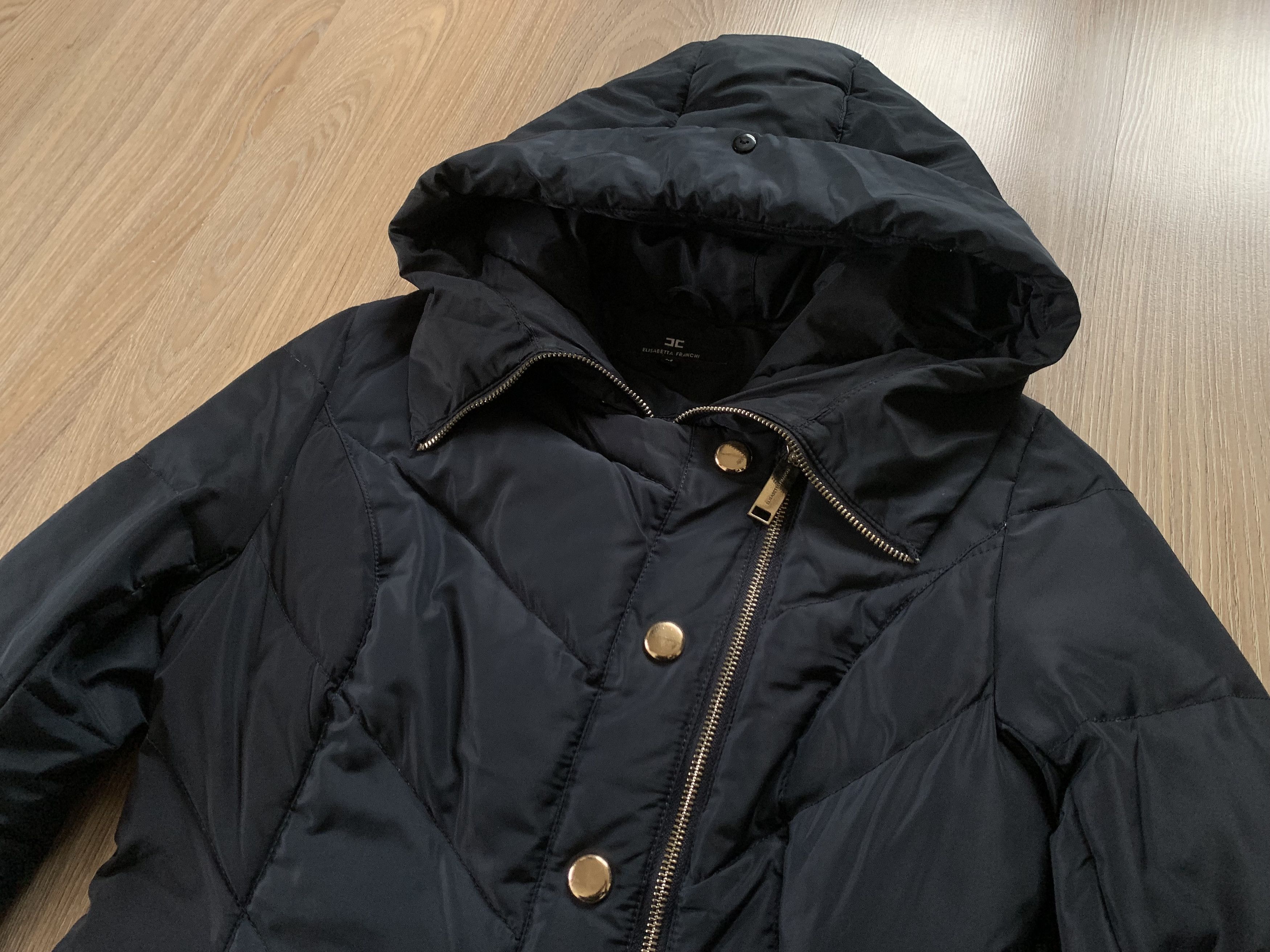 Elisabetta Franchi Elisabetta Franchi Black Hooded Quilted Puffer Jacket Size M / US 6-8 / IT 42-44 - 5 Thumbnail