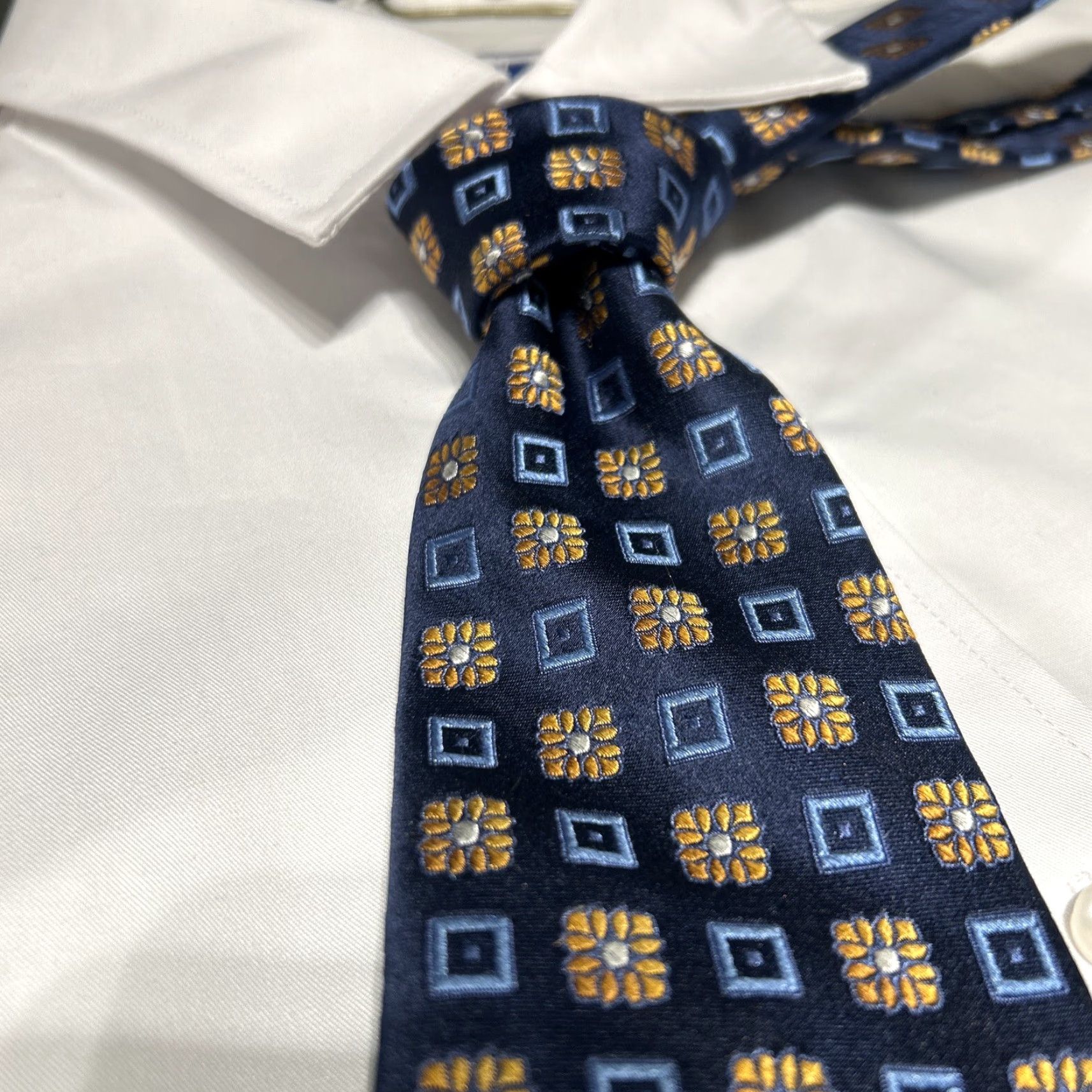 Robert Talbott Robert Talbott Tie Blue Orange Floral Silk Tie Made In USA Best of Class Luxury Silk Tie Mens Size ONE SIZE - 2 Thumbnail