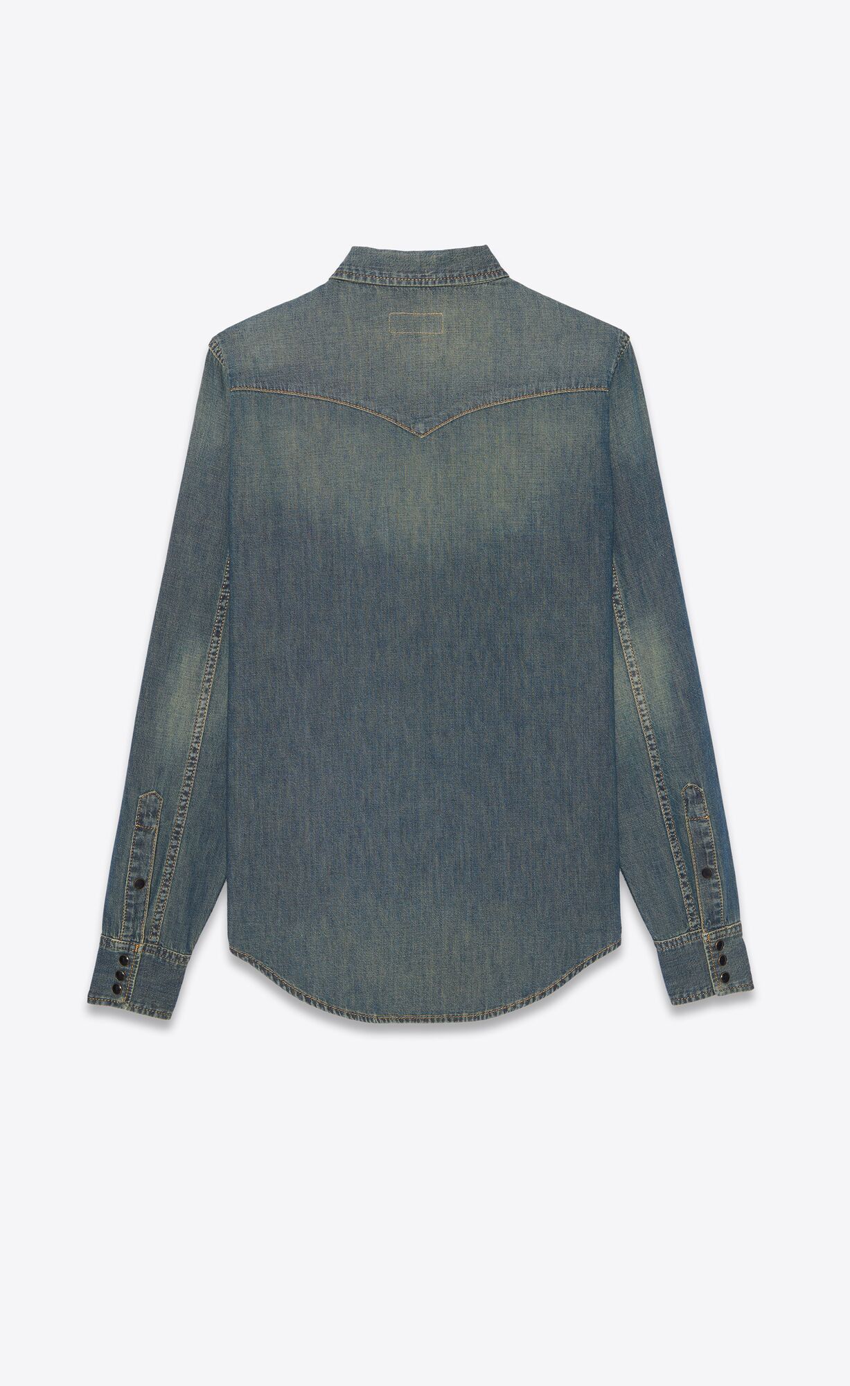 Saint Laurent Paris o1s1wg111124 Western Shirt In Denim in Deep Vintage Blue Size US XL / EU 56 / 4 - 2 Thumbnail