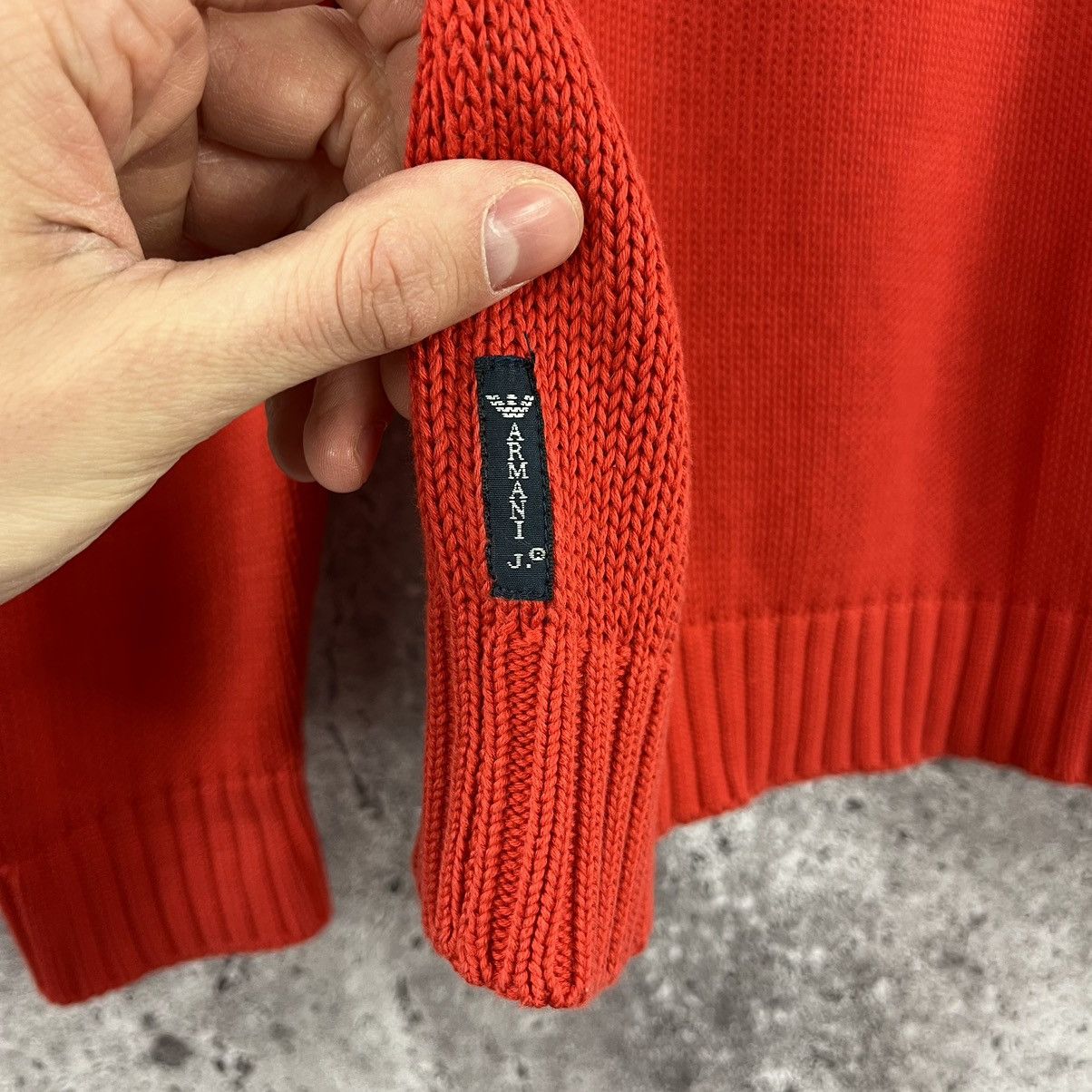 Armani × Vintage Armani Jeans Woman’s Sweater Cable Knit V-Neck Red Size 3XL Size XL / US 12-14 / IT 48-50 - 7 Thumbnail