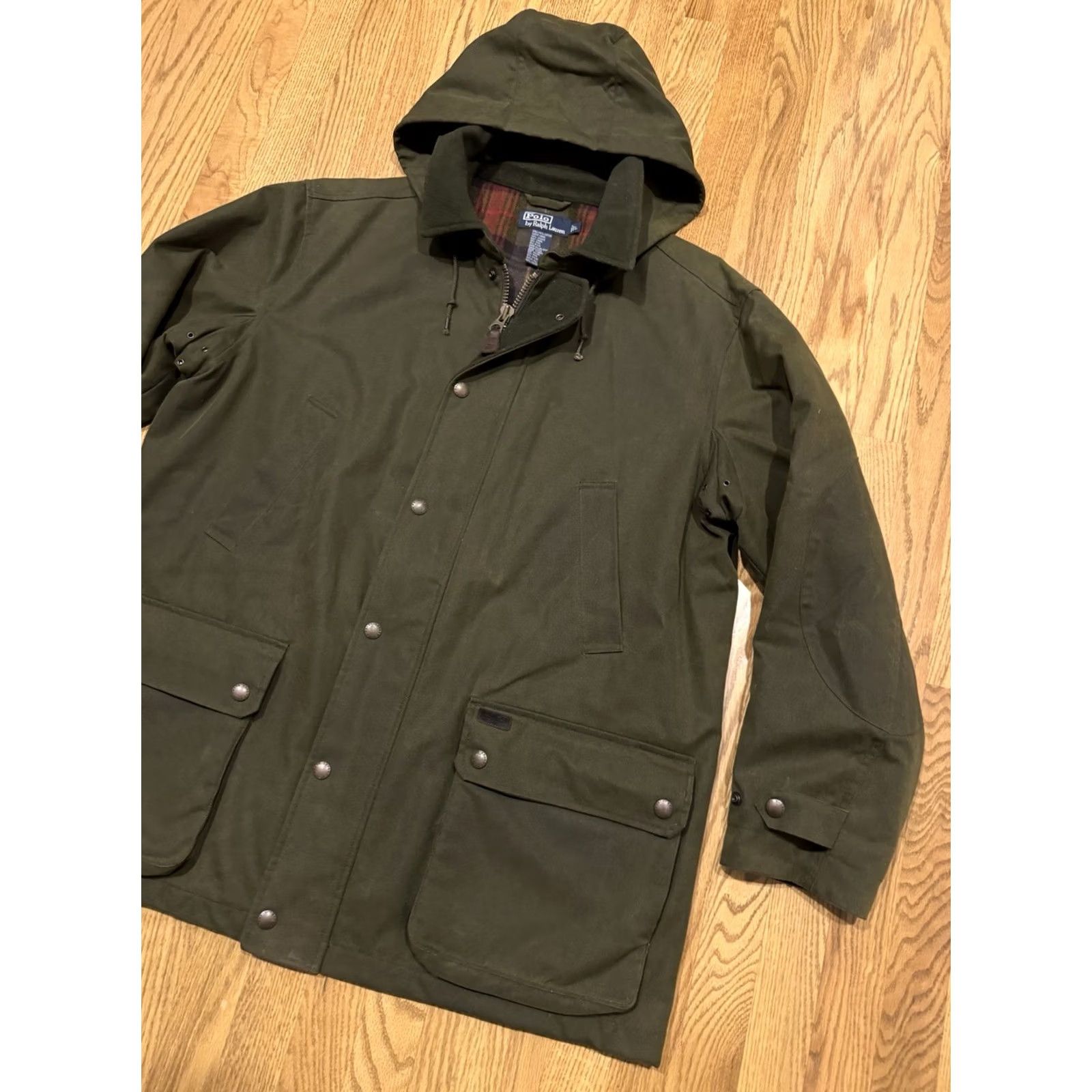 Ralph Lauren VINTAGE Polo Ralph Lauren Field Coat Men’s L Waxed Canvas Hooded Padded Water Resistant Windproof Zip Pockets Green Size US L / EU 52-54 / 3 - 3 Thumbnail