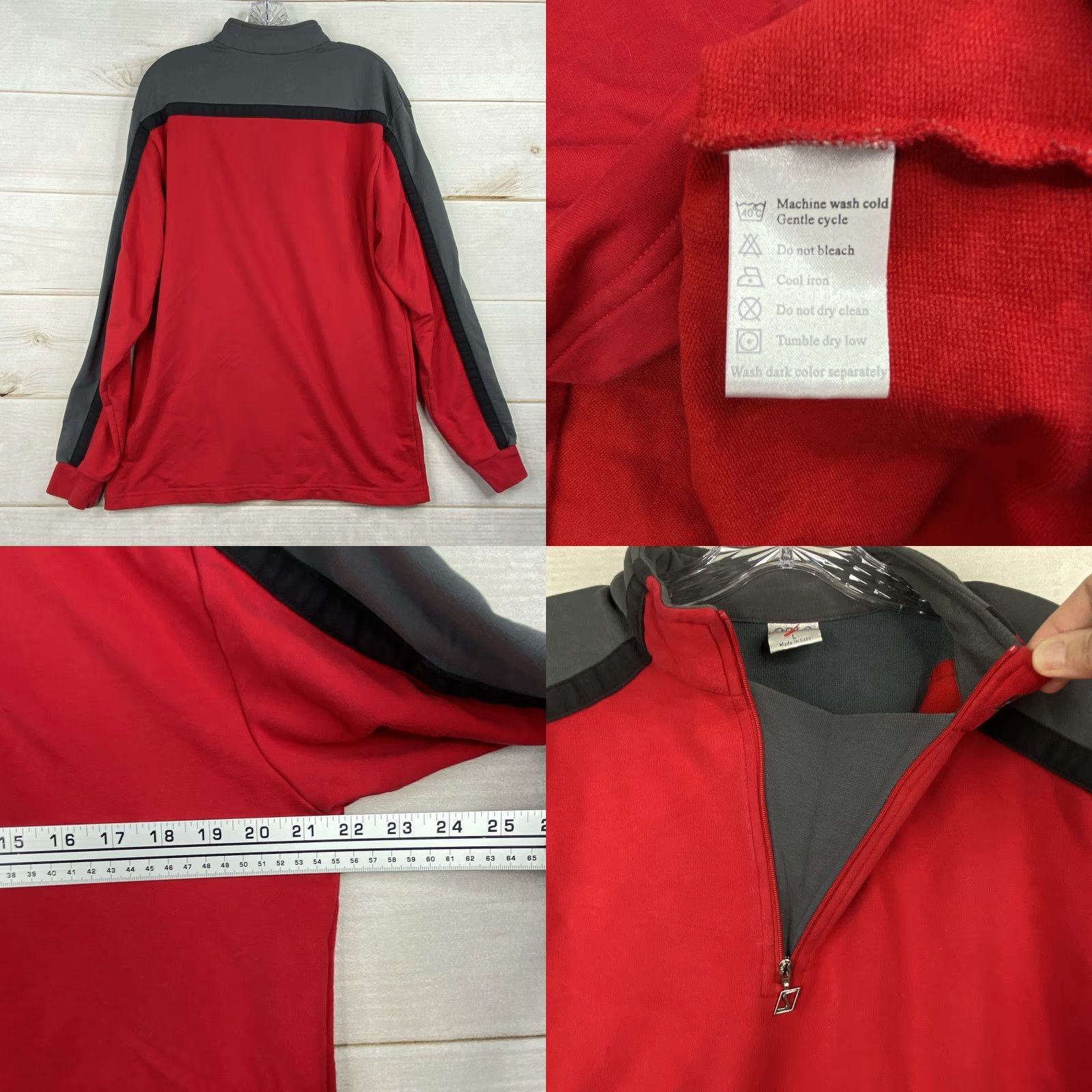 Odlo Odlo Mens Hoodie Pullover 1/4 Zip Long Sleeve Red Fleece Cotton Blend Sweatshirt L Size US L / EU 52-54 / 3 - 8 Thumbnail
