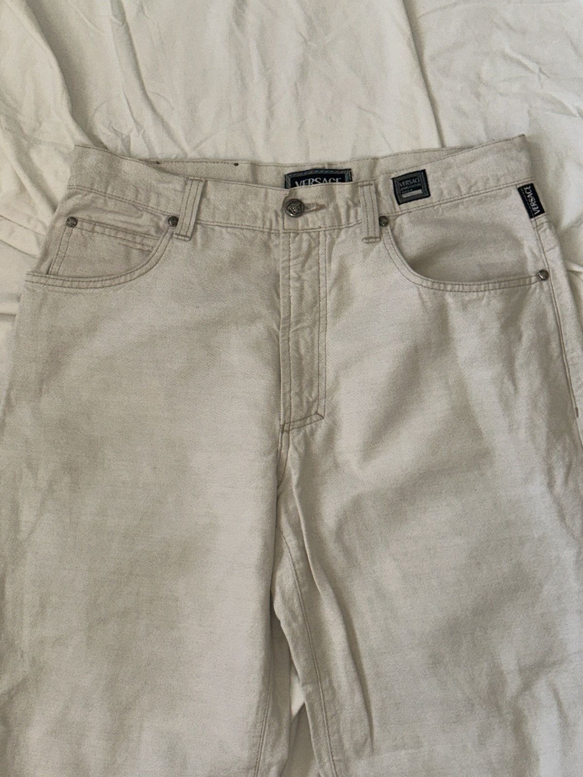 Versace Vintage Light Beige Cotton Linen Jeans Size US 32 / EU 48 - 6 Thumbnail