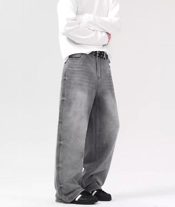 Japanese Brand × Jean Grey washed distressed loose straight baggy jeans Size US 32 / EU 48 - 3 Thumbnail