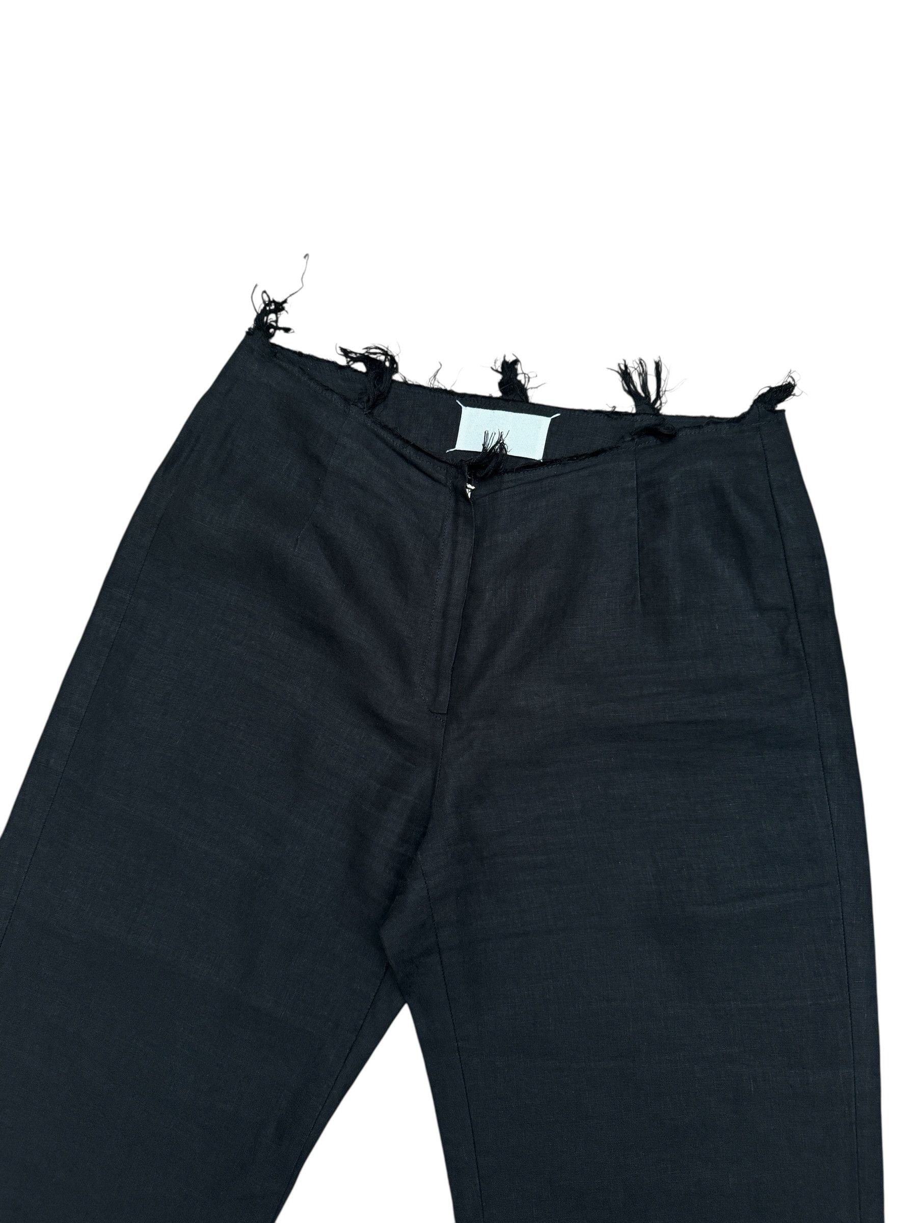 Maison Margiela Spring/Summer 2000 Black Linen Fringed Trousers Size 30" / US 8 / IT 44 - 2 Thumbnail