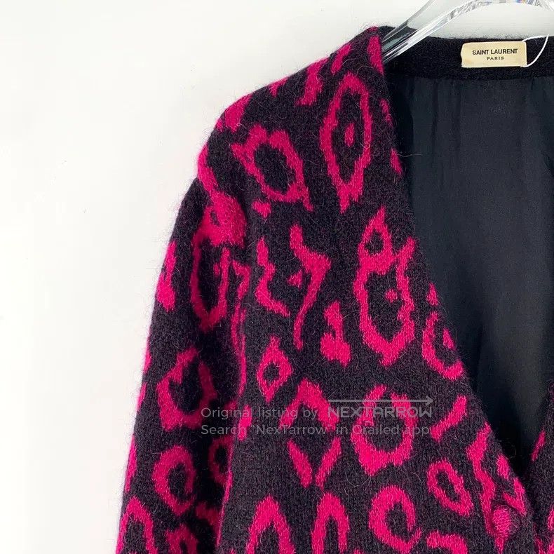 Saint Laurent Paris Saint Laurent Paris Color-Blocked Leopard Print Wool V-Nec Size US XS / EU 42 / 0 - 3 Thumbnail