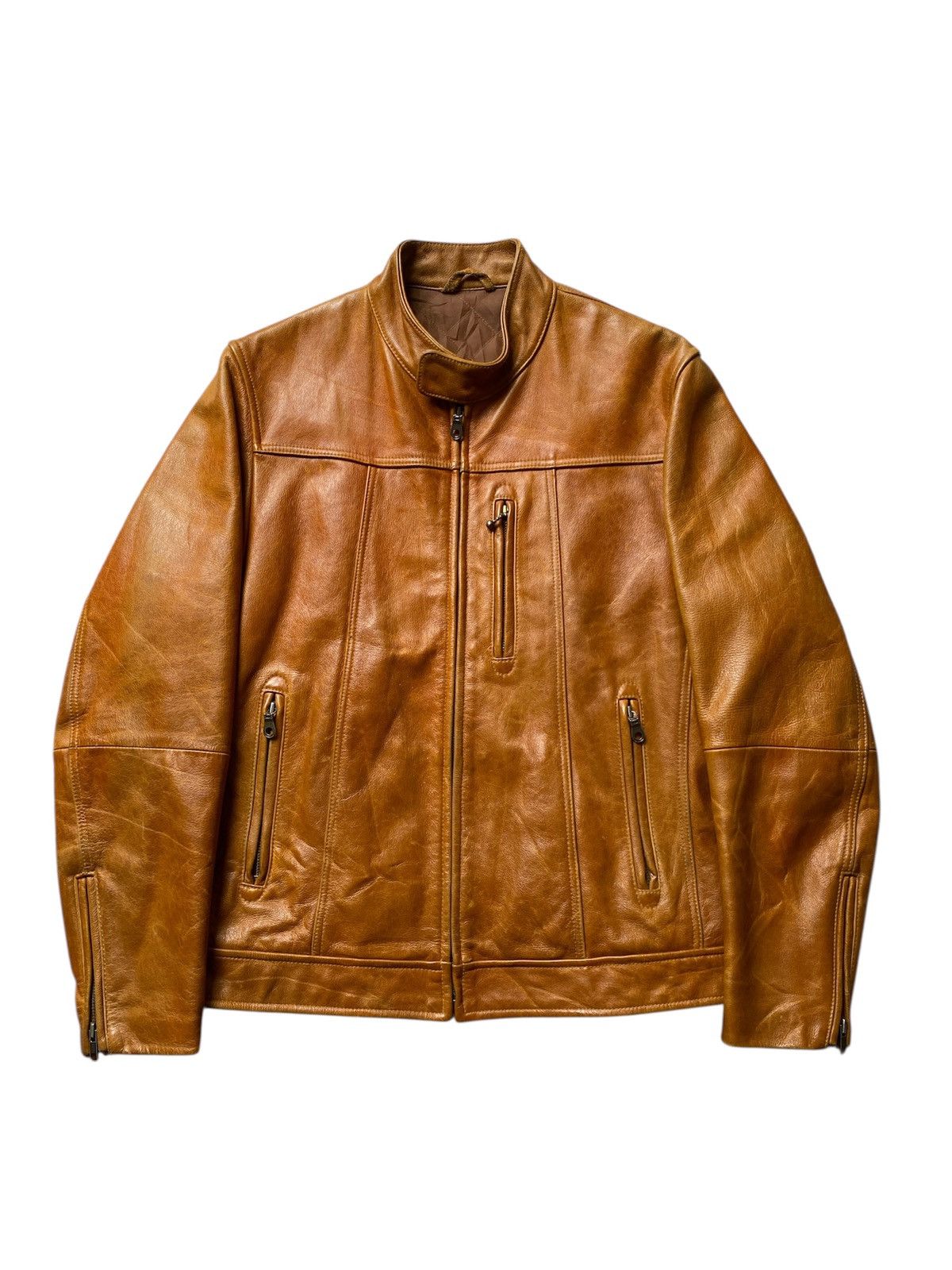 Japanese Brand Vintage Uniqlo Patina Design Leather Jacket Size US M / EU 48-50 / 2 - 1 Thumbnail