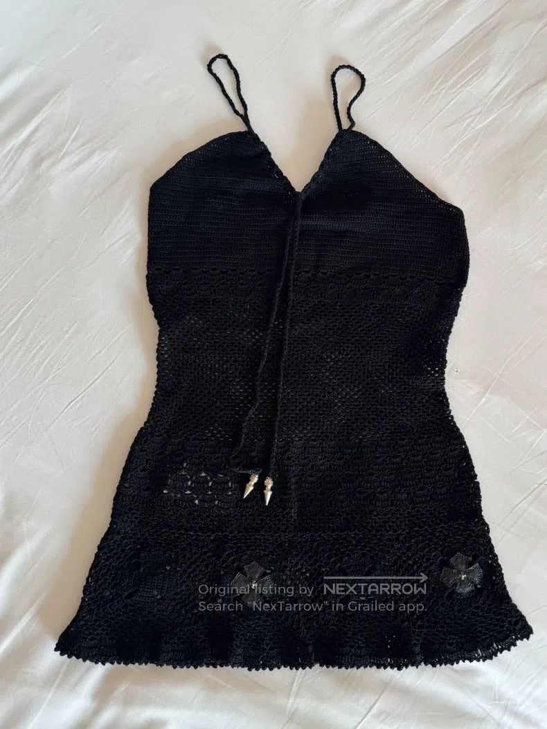 Chrome Hearts CHROME HEARTS Size S Cross-cut leather silver knit skirt Size S / US 4 / IT 40 - 4 Thumbnail