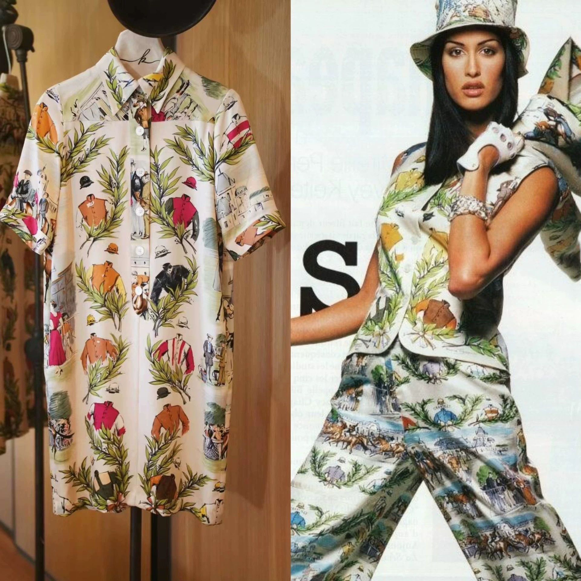 Hermes Hermes Vintage Equestrian Print Silk Shirt Dress (White, 36) Size XS / US 0-2 / IT 36-38 - 1 Thumbnail