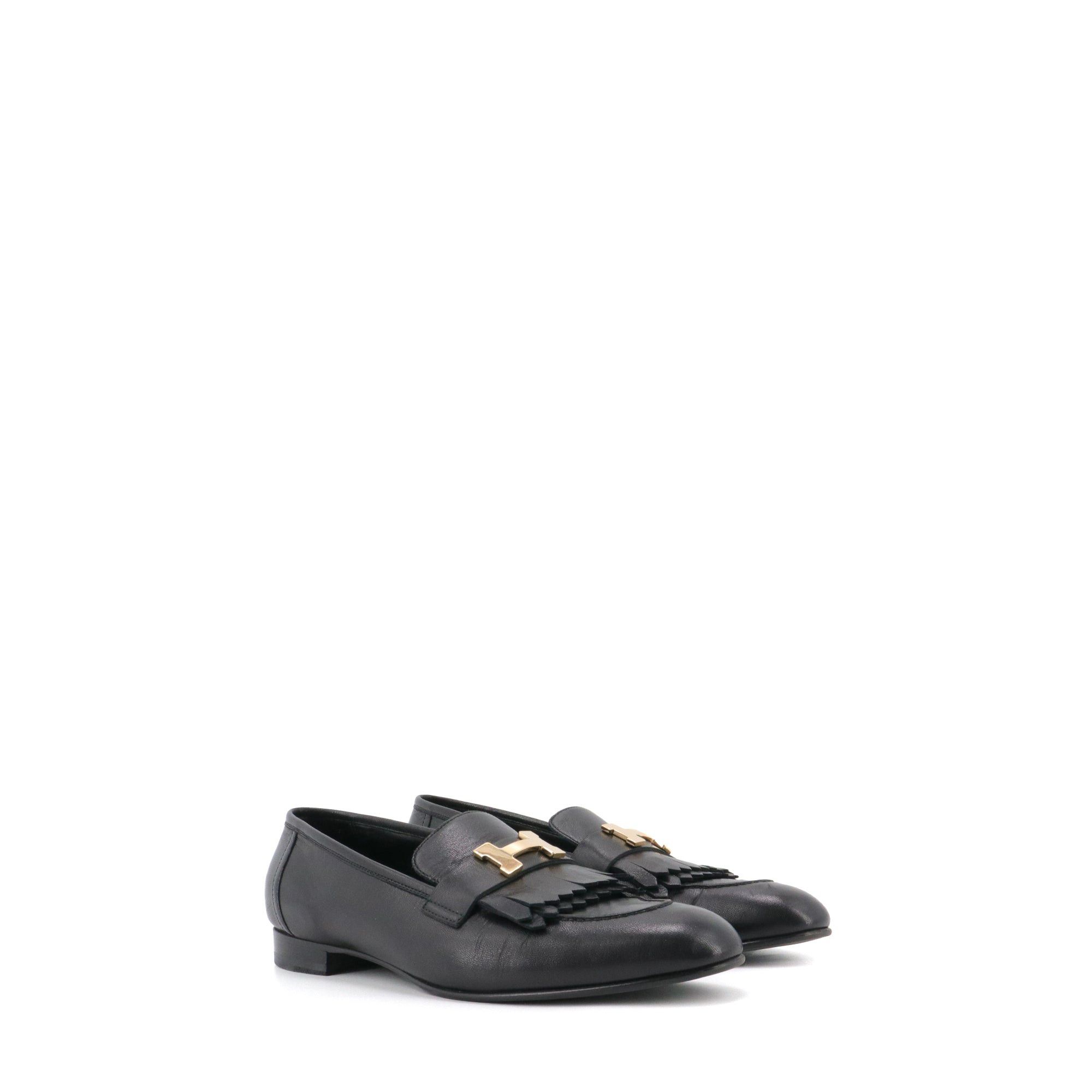 Hermes HERMÈS - Royal Hermès loafers in black leather (T41) Size US 10 / IT 40 - 1 Thumbnail