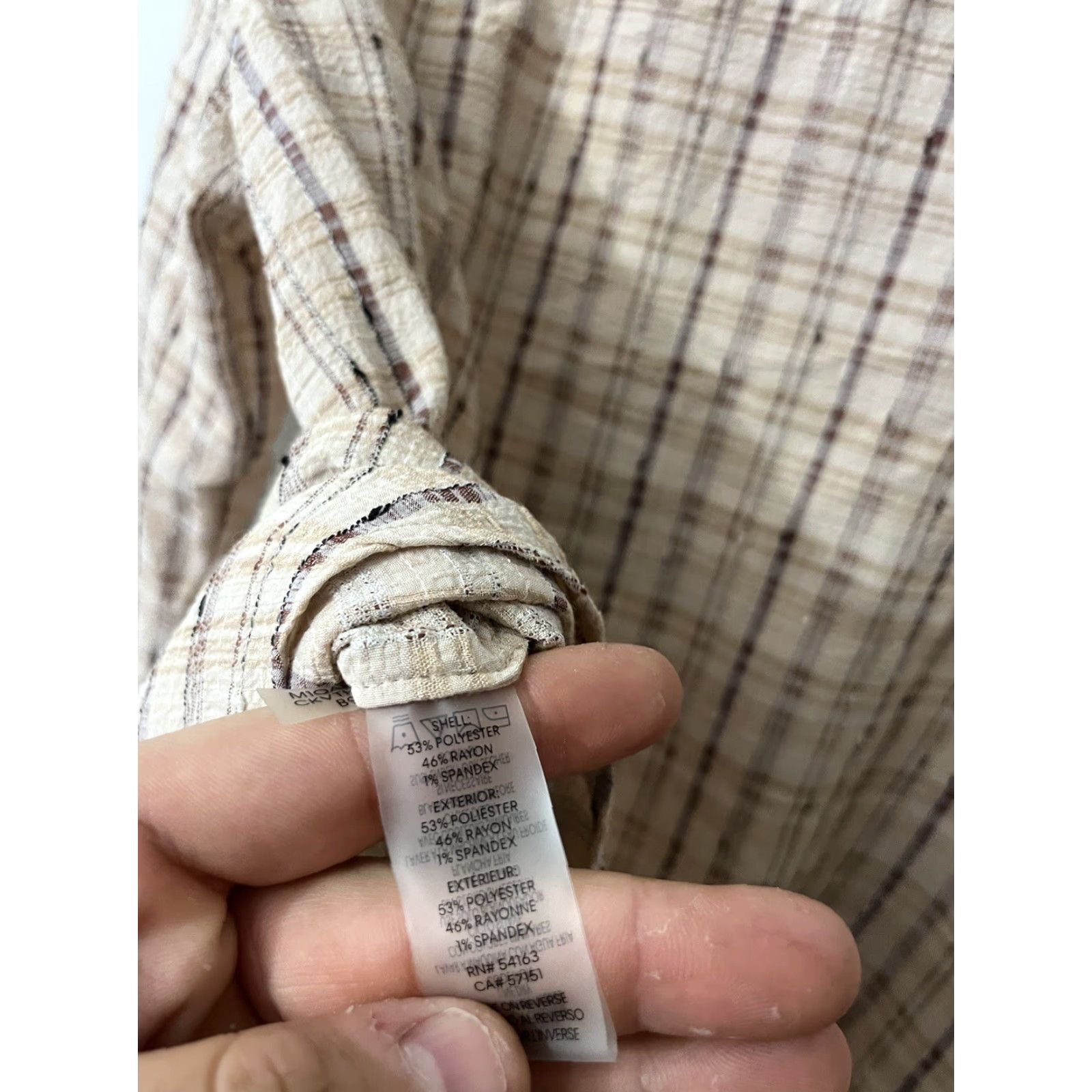 Calvin Klein CALVIN KLEIN Women’s Button-Up Shirt Plaid Beige XS Regular Size Viscose Long Sleeve Casual Blouse Womens Size XS / US 0-2 / IT 36-38 - 4 Thumbnail