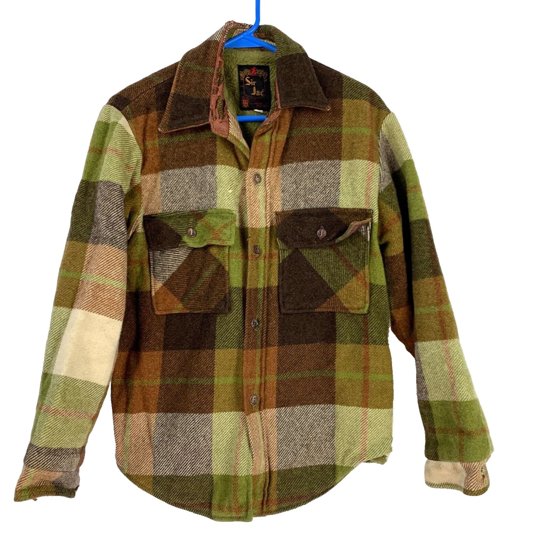 Vintage VINTAGE Sir Jac Plaid Sherpa Fleece Lined Shirt Shacket Mens Small Green 1960s Wool Blend 60s Vintage Shacket Sir Jac Shirt Mens Small Green 60s Size US S / EU 44-46 / 1 - 2 Thumbnail