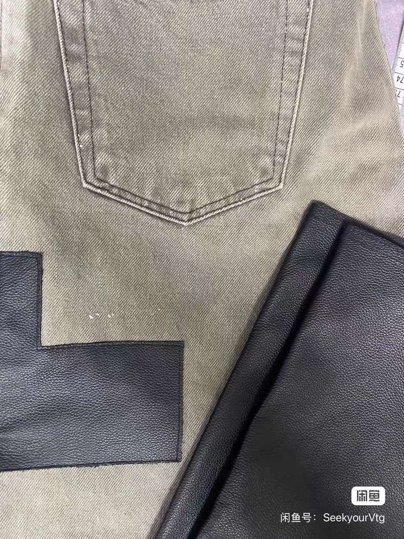 Helmut Lang HELMUT LANG Brown mud dyed ink splashed leather jeans Size US 31 - 3 Thumbnail