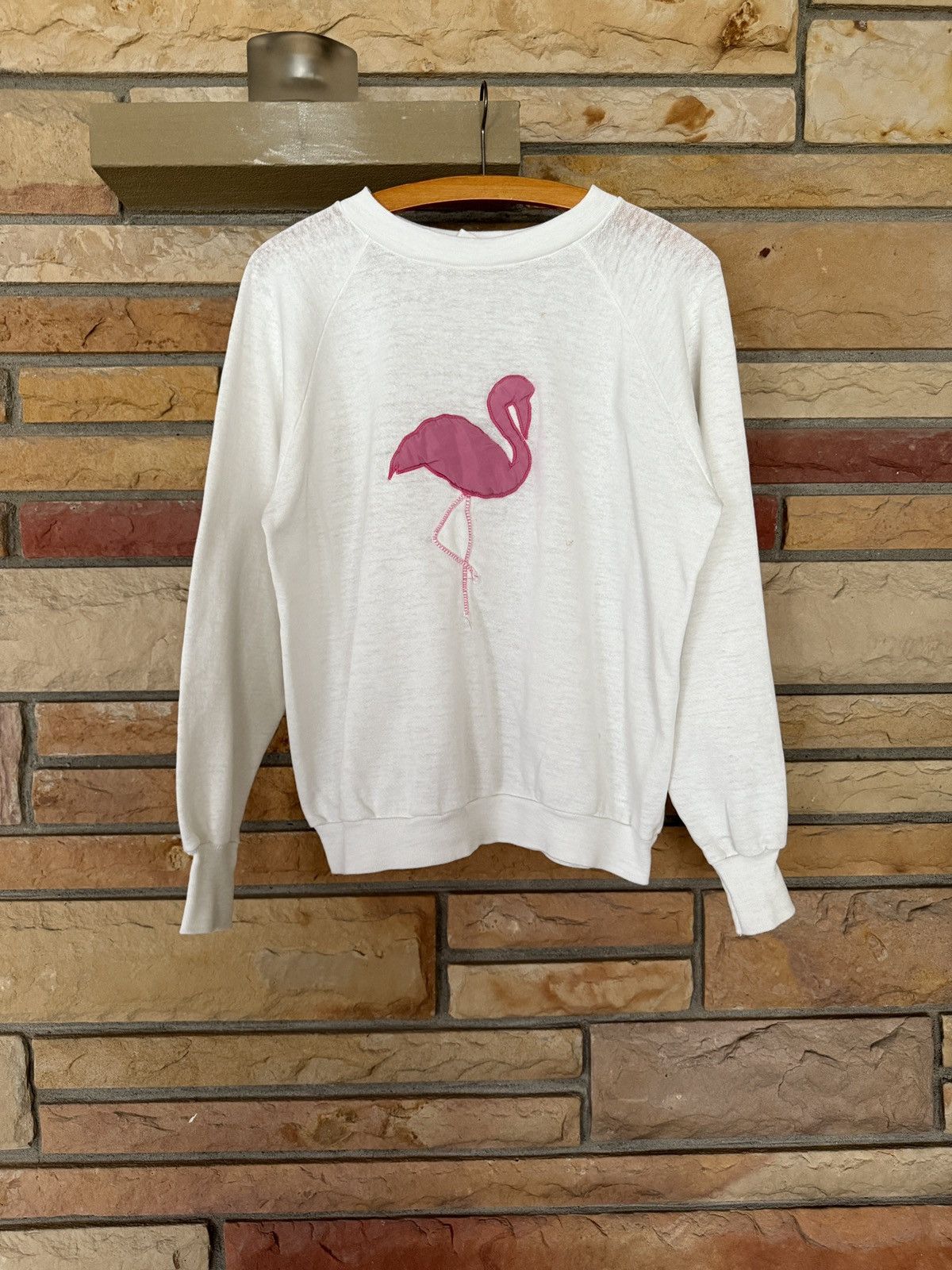 Vintage Vintage Flamingo Embroidered Raglan Crewneck Sweatshirt Size US S / EU 44-46 / 1 - 1 Thumbnail