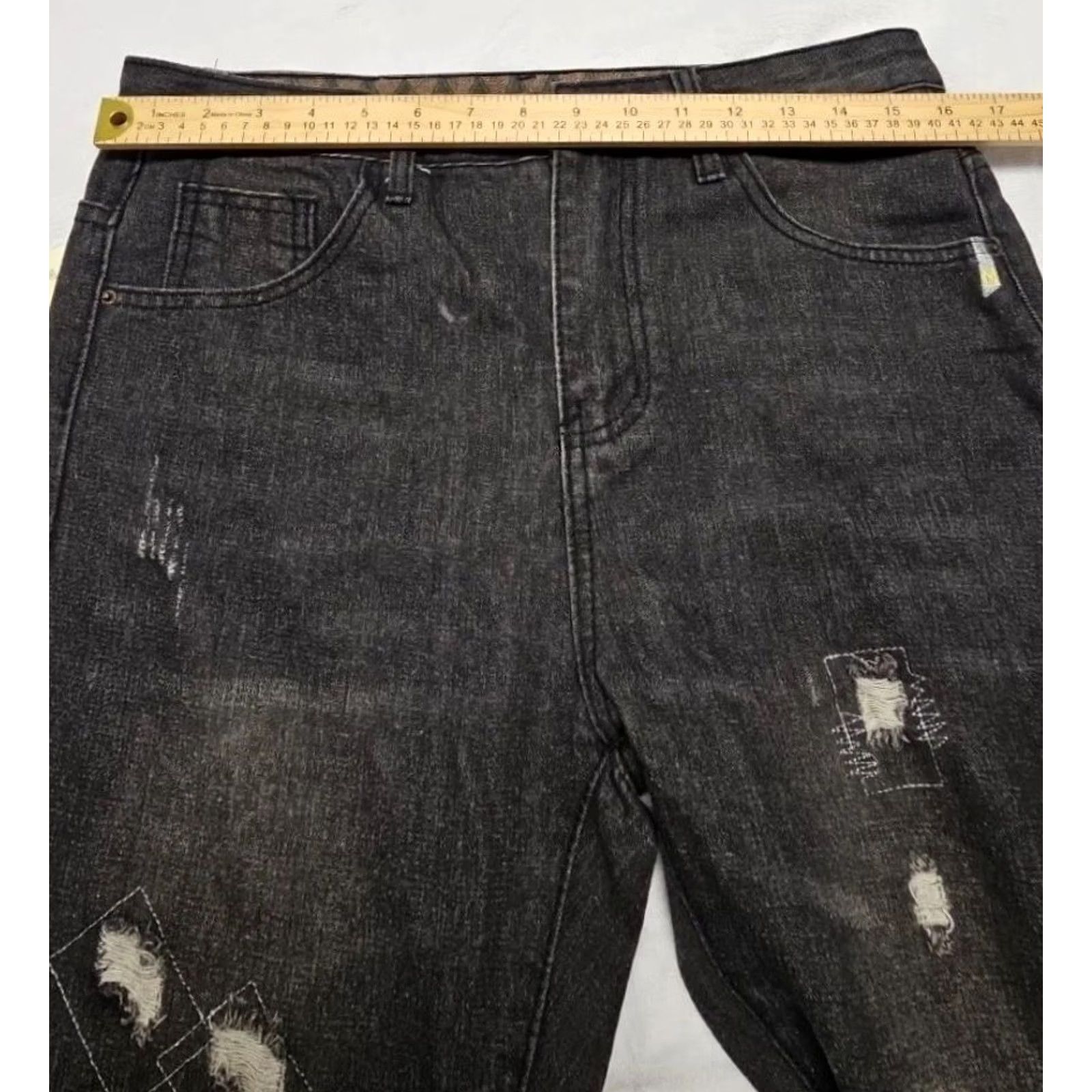 Denime VINTAGE Y2K Black Distressed Denim Jeans Size XXL Straight Leg Grunge Streetwear Women Size 24" / US 00 / IT 34 - 7 Thumbnail