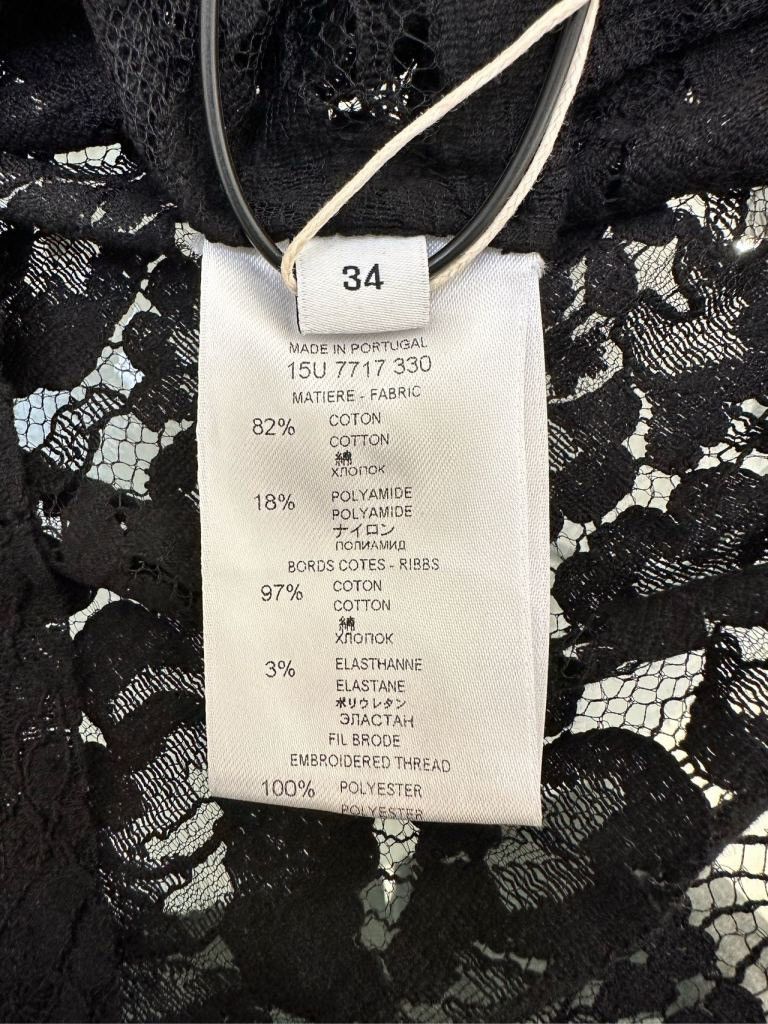 Givenchy Givenchy Black Lace Print Cotton T-Shirt (Size XXS) Size XXS / US 00 / IT 34 - 4 Thumbnail