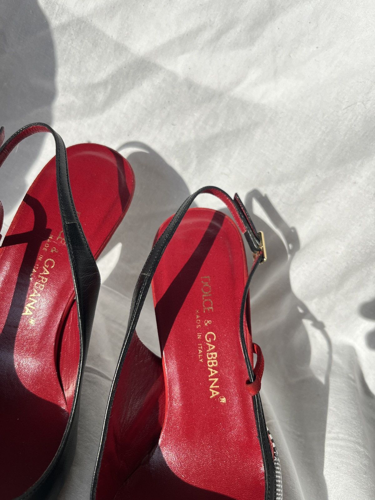 Dolce & Gabbana × Vintage Sling Back Heels Black and Houndstooth Size US 6 / IT 36 - 4 Thumbnail
