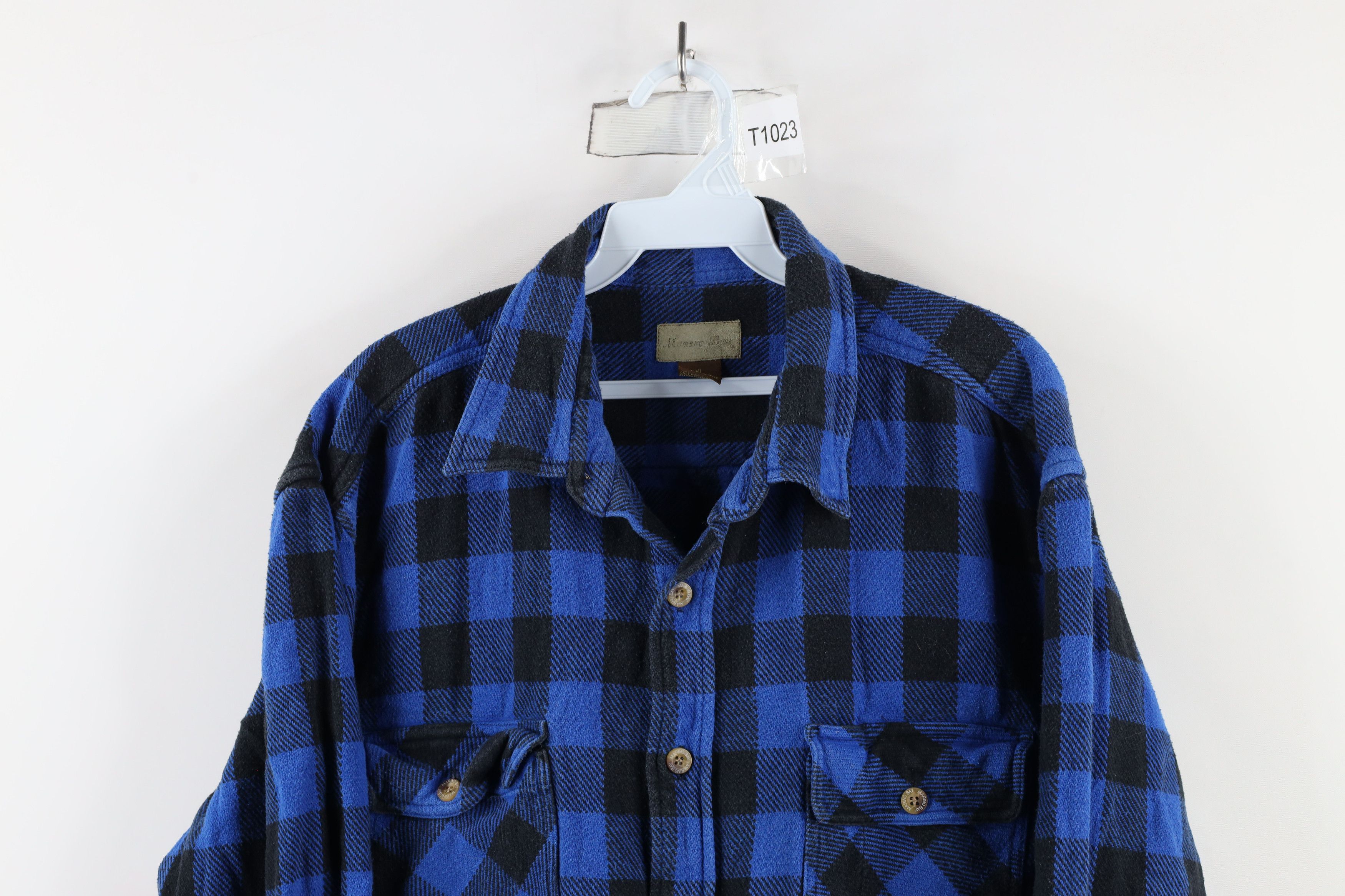 Vintage Vintage 90s Streetwear Heavyweight Button Shirt Blue Plaid Size US XL / EU 56 / 4 - 2 Thumbnail