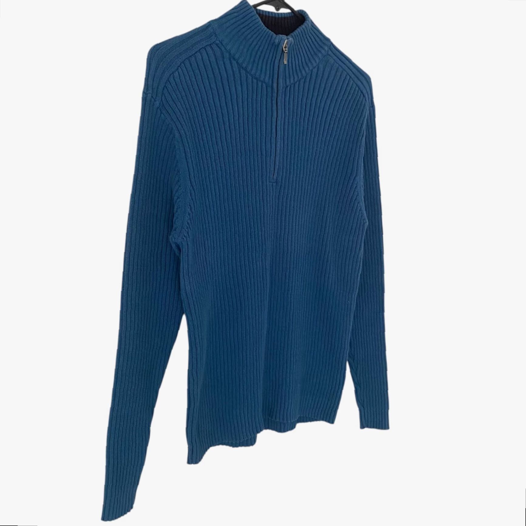 Levi's VINTAGE Levi's Red Tab Half-Zip Sweater Blue Men's Large Rib-Knit Pullover 90s Classic Size US L / EU 52-54 / 3 - 3 Thumbnail