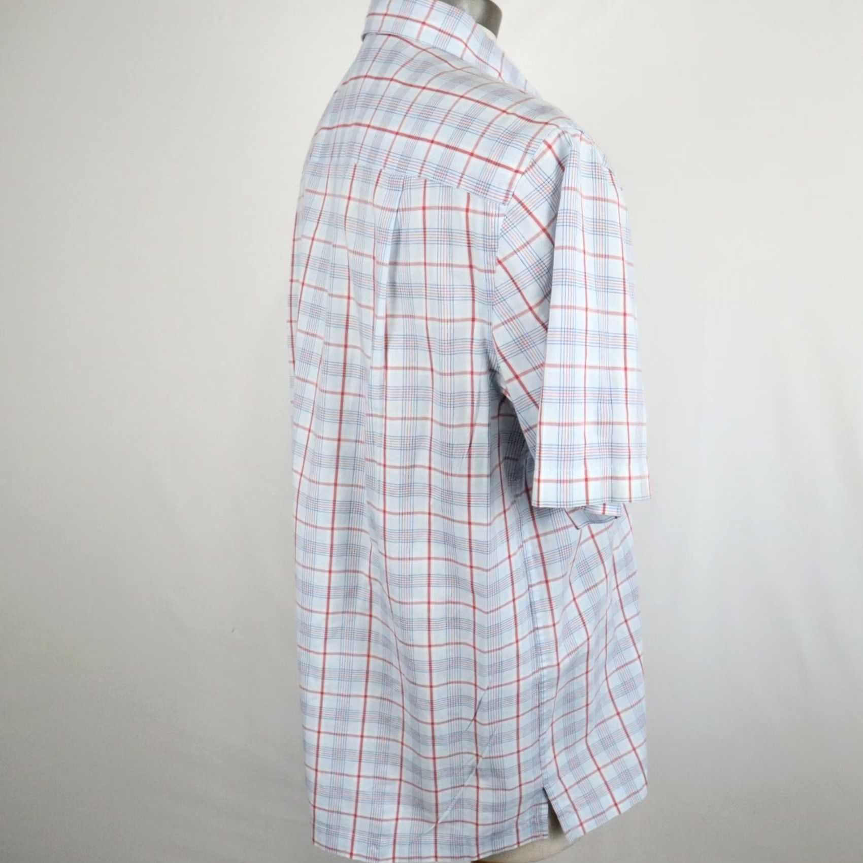 Vintage John Ashford Shirt Mens Large Blue Plaid Business Casual Button Up Short Sleeve Size US L / EU 52-54 / 3 - 4 Thumbnail