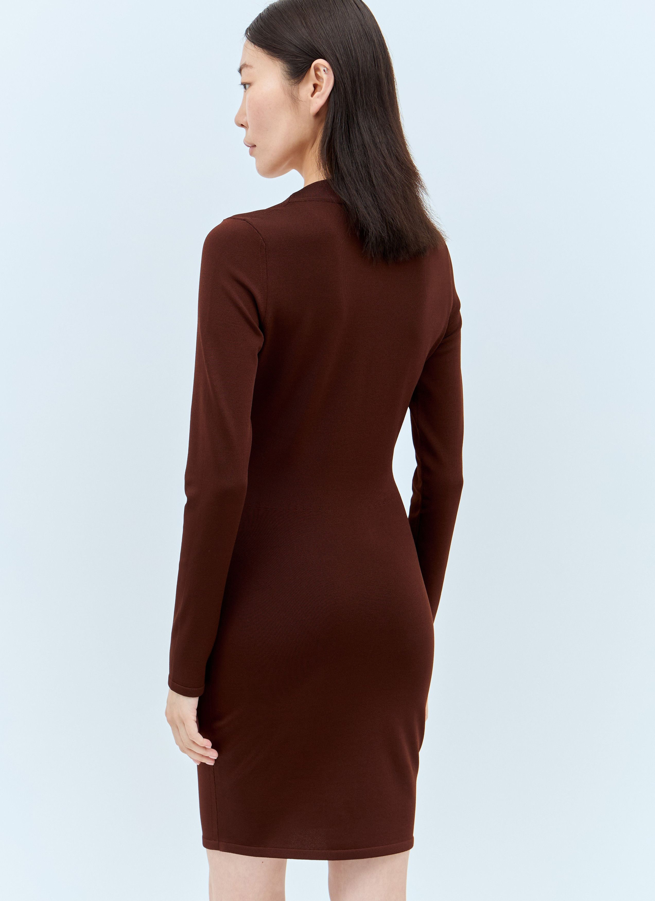 Saint Laurent Paris oc11z0226 782641 Décolleté Knit Dress in Brown Size S / US 4 / IT 40 - 6 Thumbnail