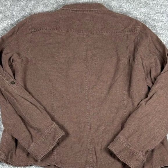 Vintage VINTAGE Christopher Banks XL Brown Linen Blend Button Down Shirt Roll Tab Sleeve Fall Women XL Brown Button-Down Shirt Womens Size XL / US 12-14 / IT 48-50 - 4 Thumbnail