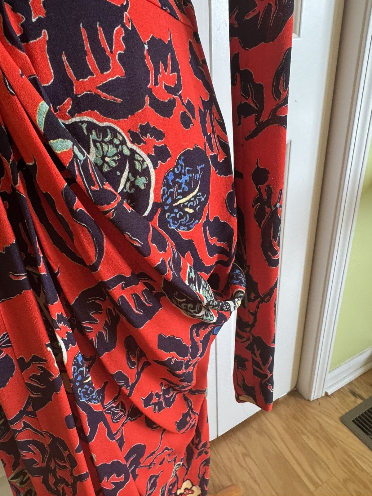 Etro ETRO Red Floral Draped Midi Dress 10/48 Size XL / US 12-14 / IT 48-50 - 5 Thumbnail