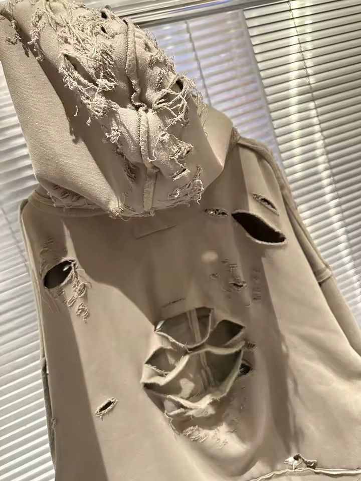 Other Distressed Loose Zipper Washed Hip Hop Beige Jacket Hoodie Size US M / EU 48-50 / 2 - 3 Thumbnail