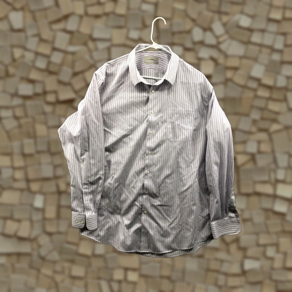 Nordstrom Nordstrom Shirt 18 Mens Long Sleeve Spread Collar Multicolor Strip Button-Up Knit Pattern Striped Casual Modern Classic Size US XXL / EU 58 / 5 - 1 Thumbnail