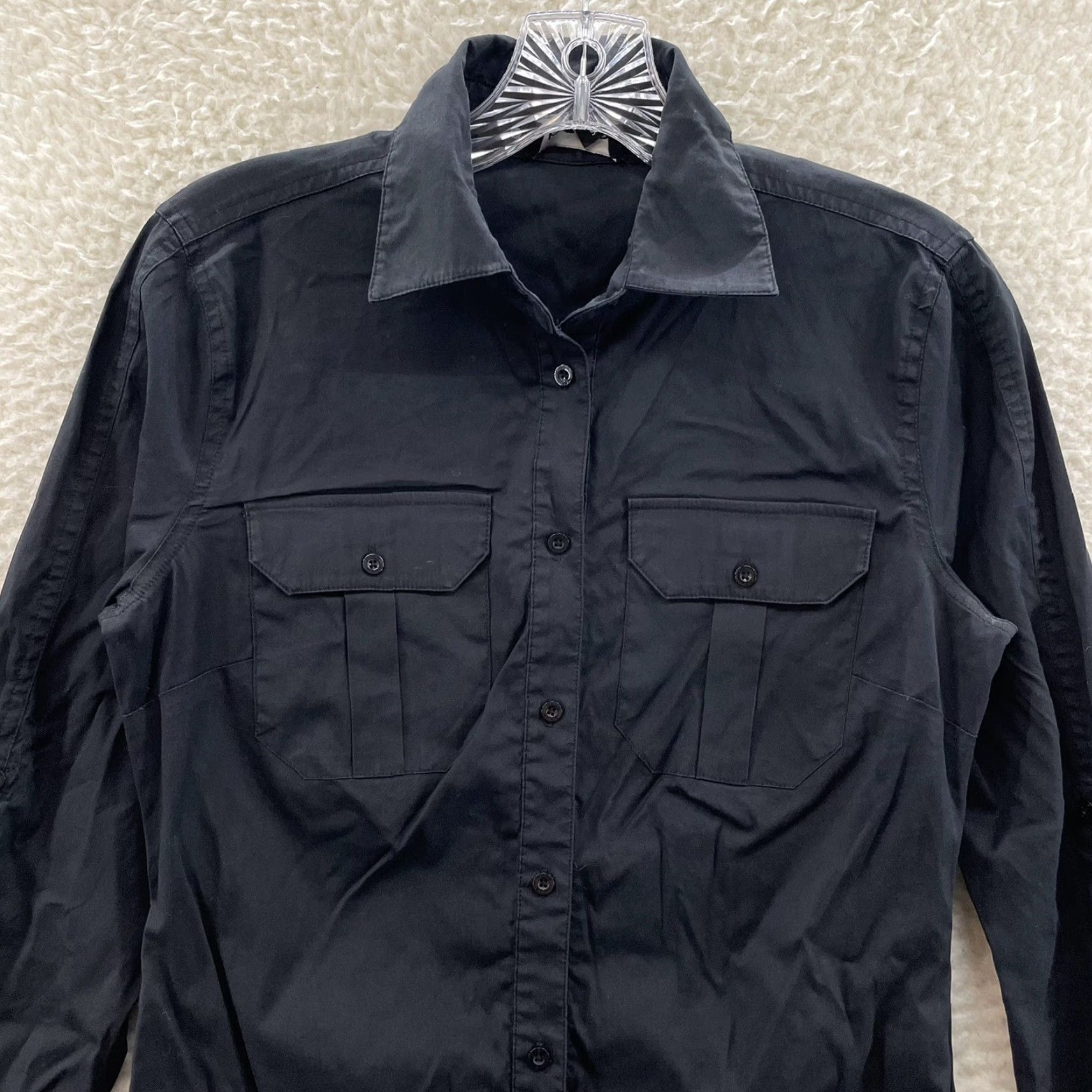 Bebe VINTAGE bebe Top Button Up Blouse Shirt Small Black Collared Office WomenS Size S / US 4 / IT 40 - 3 Thumbnail